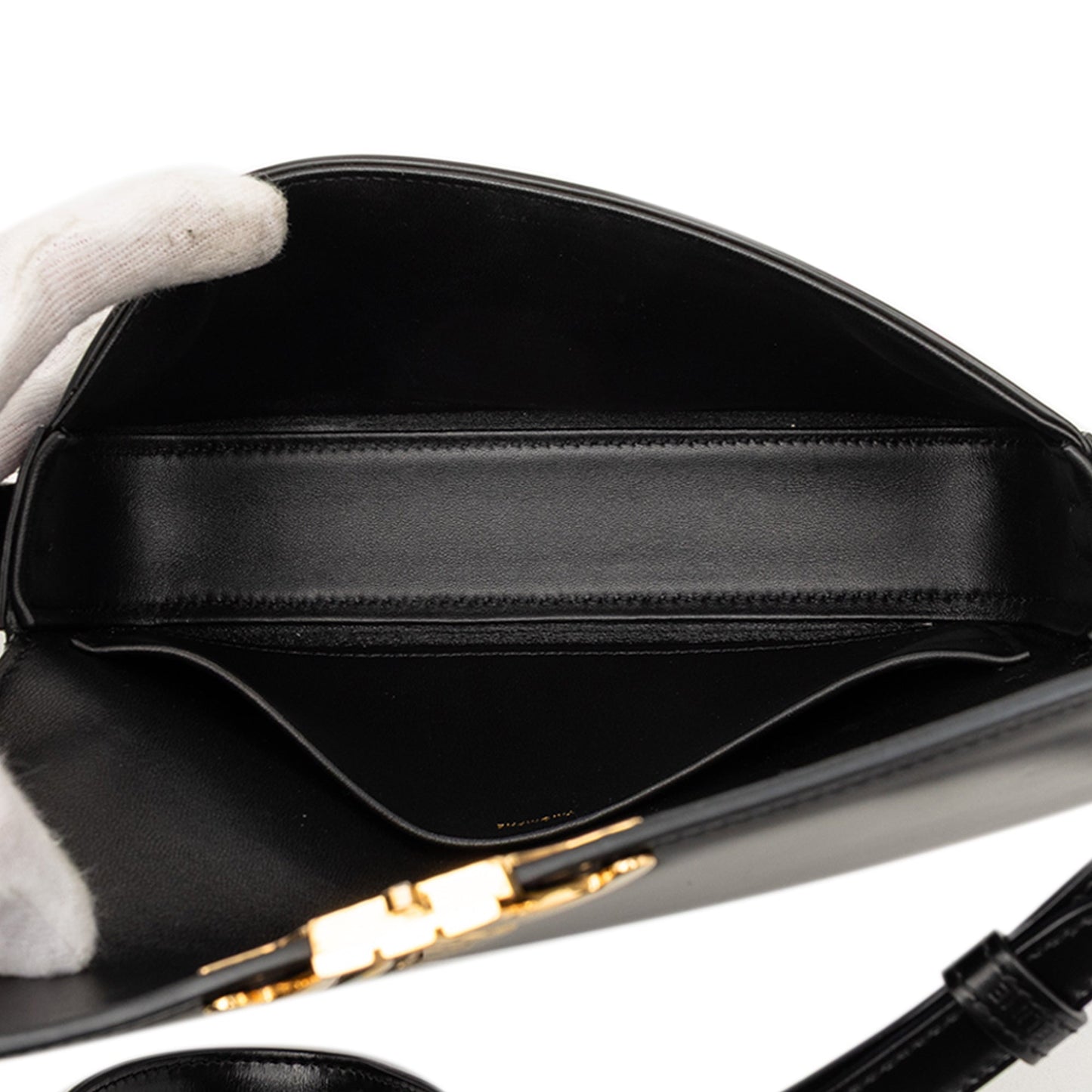 Celine Shiny Calfskin Triomphe Claude Shoulder Bag