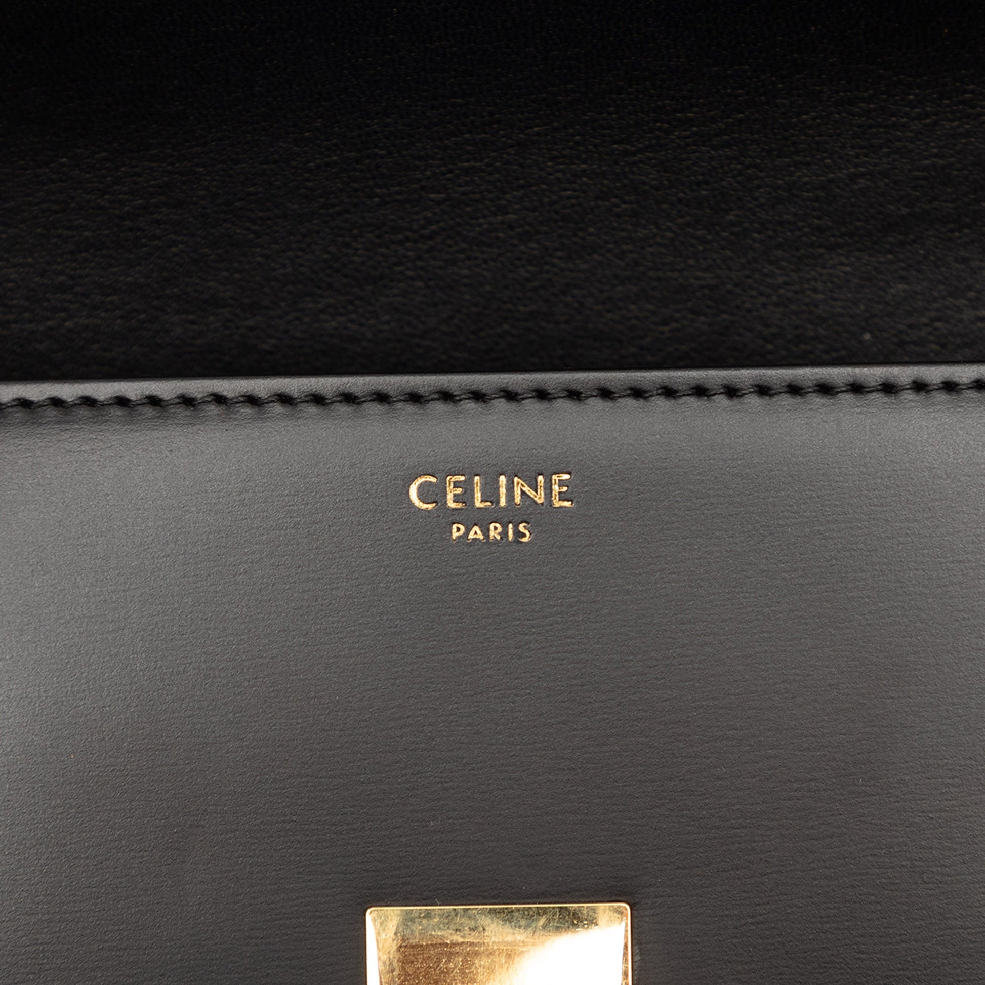Celine Shiny Calfskin Triomphe Claude Shoulder Bag