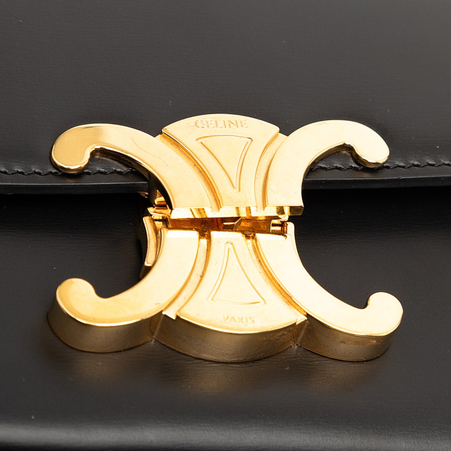 Celine Shiny Calfskin Triomphe Claude Shoulder Bag