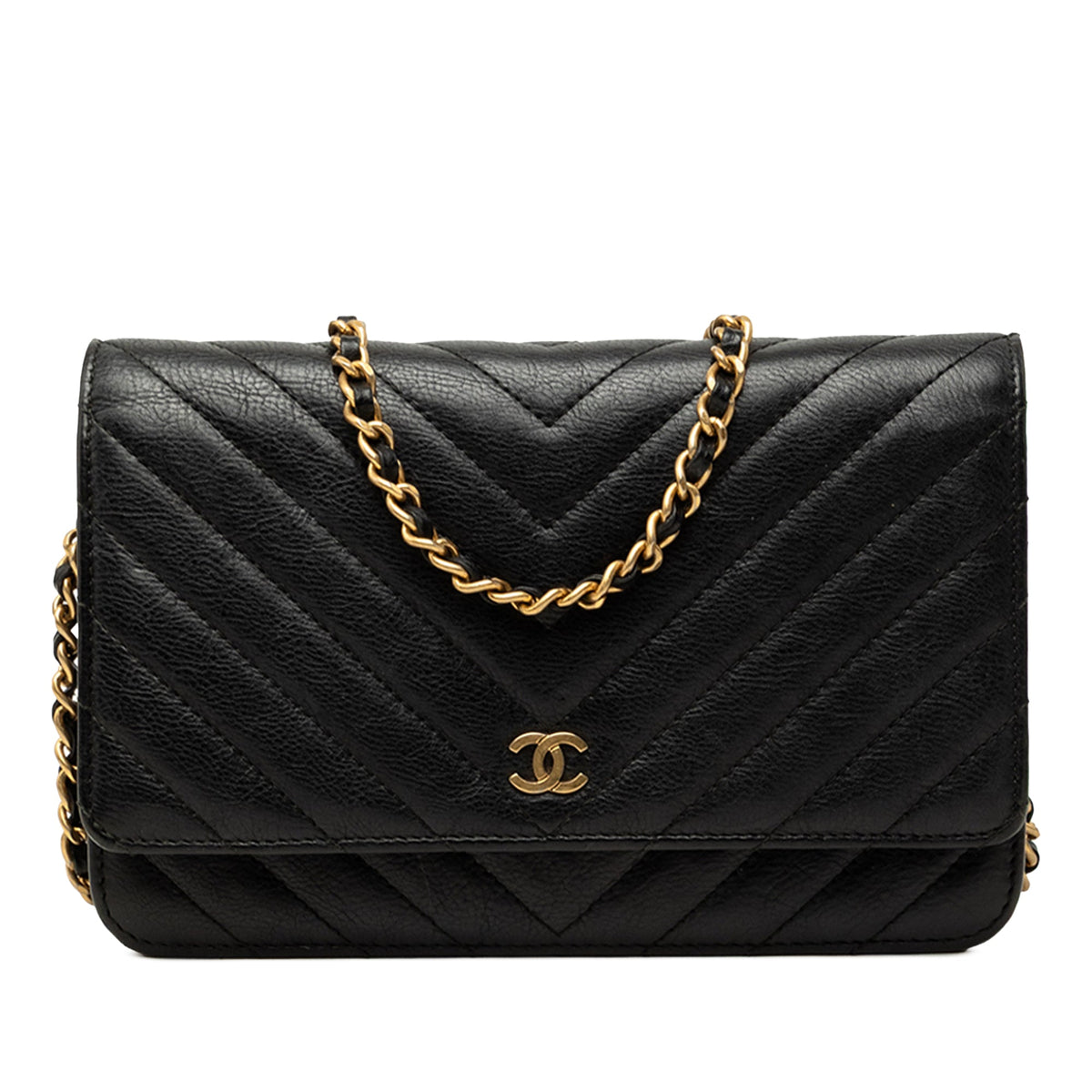 Chanel CC Chevron Calfskin Wallet On Chain