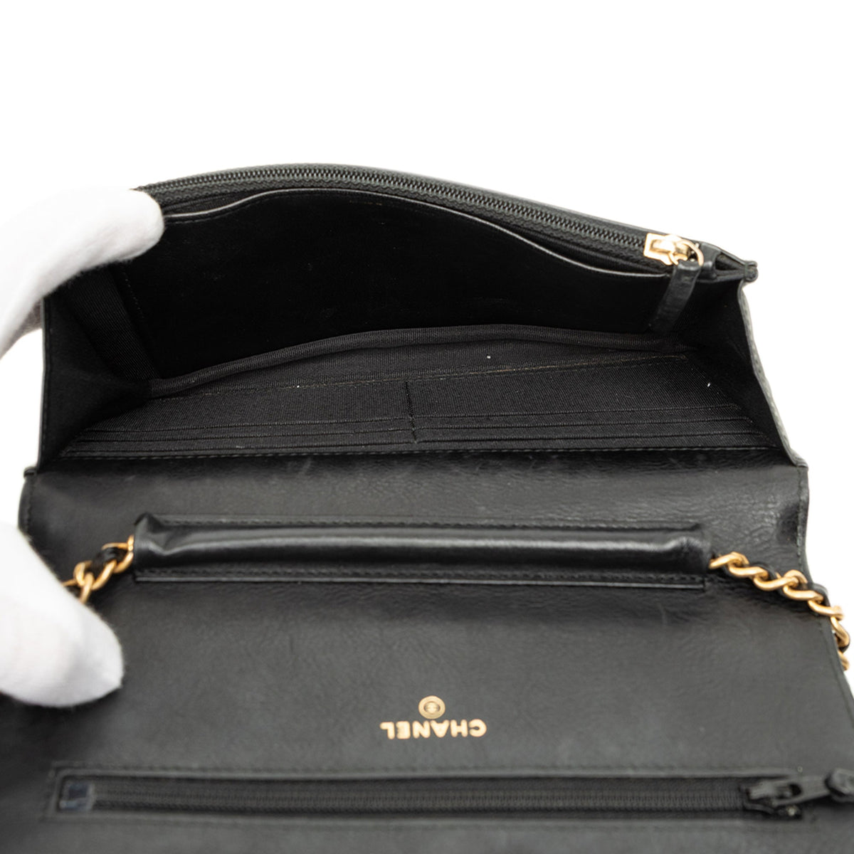 Chanel CC Chevron Calfskin Wallet On Chain