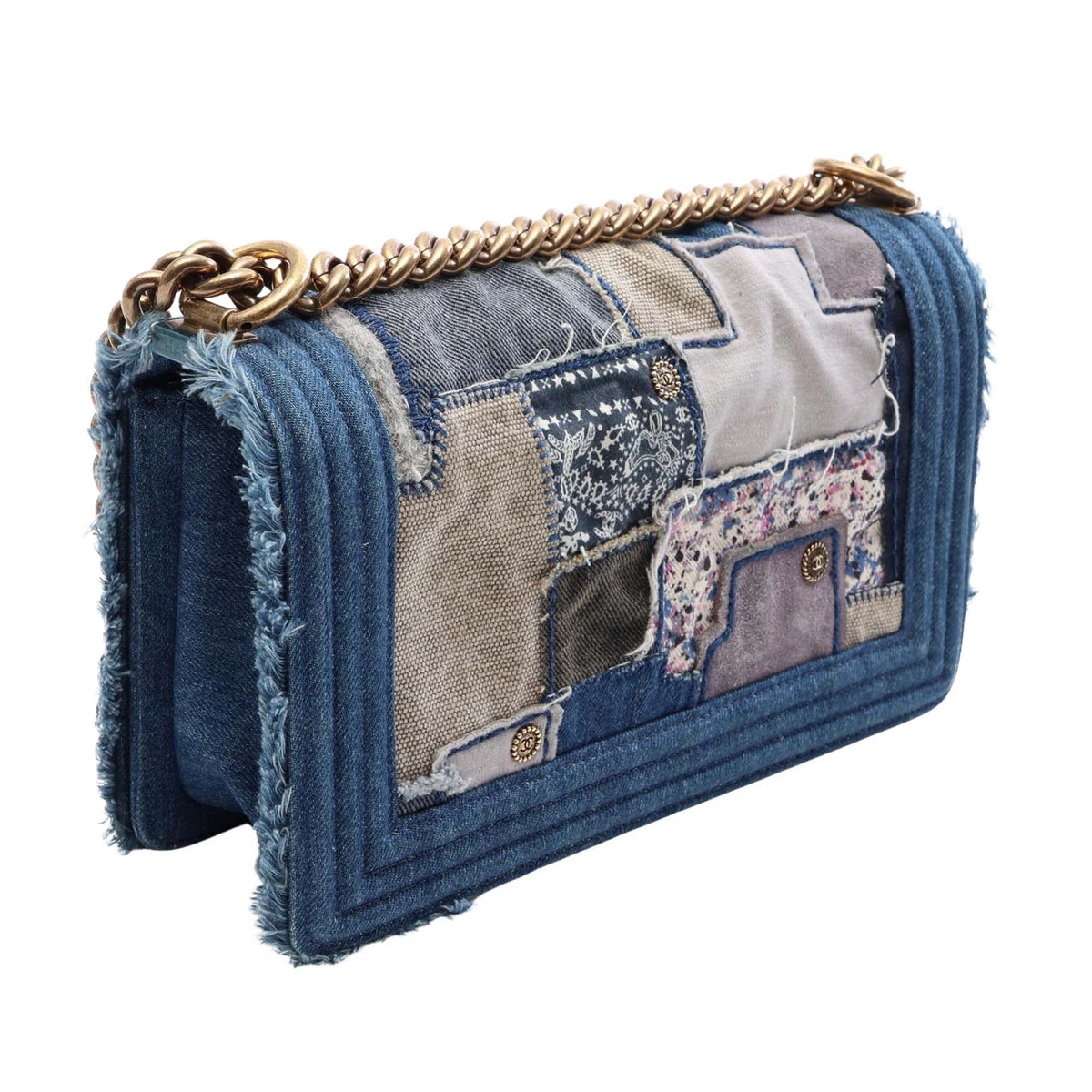 Chanel Old Medium Denim Patchwork Boy Bag