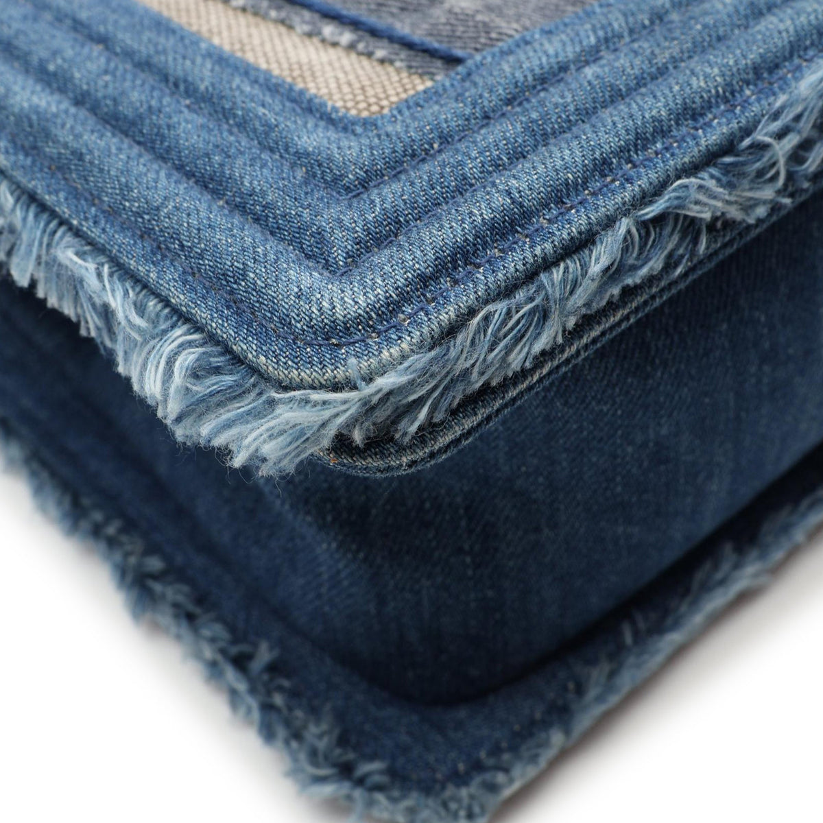 Chanel Old Medium Denim Patchwork Boy Bag