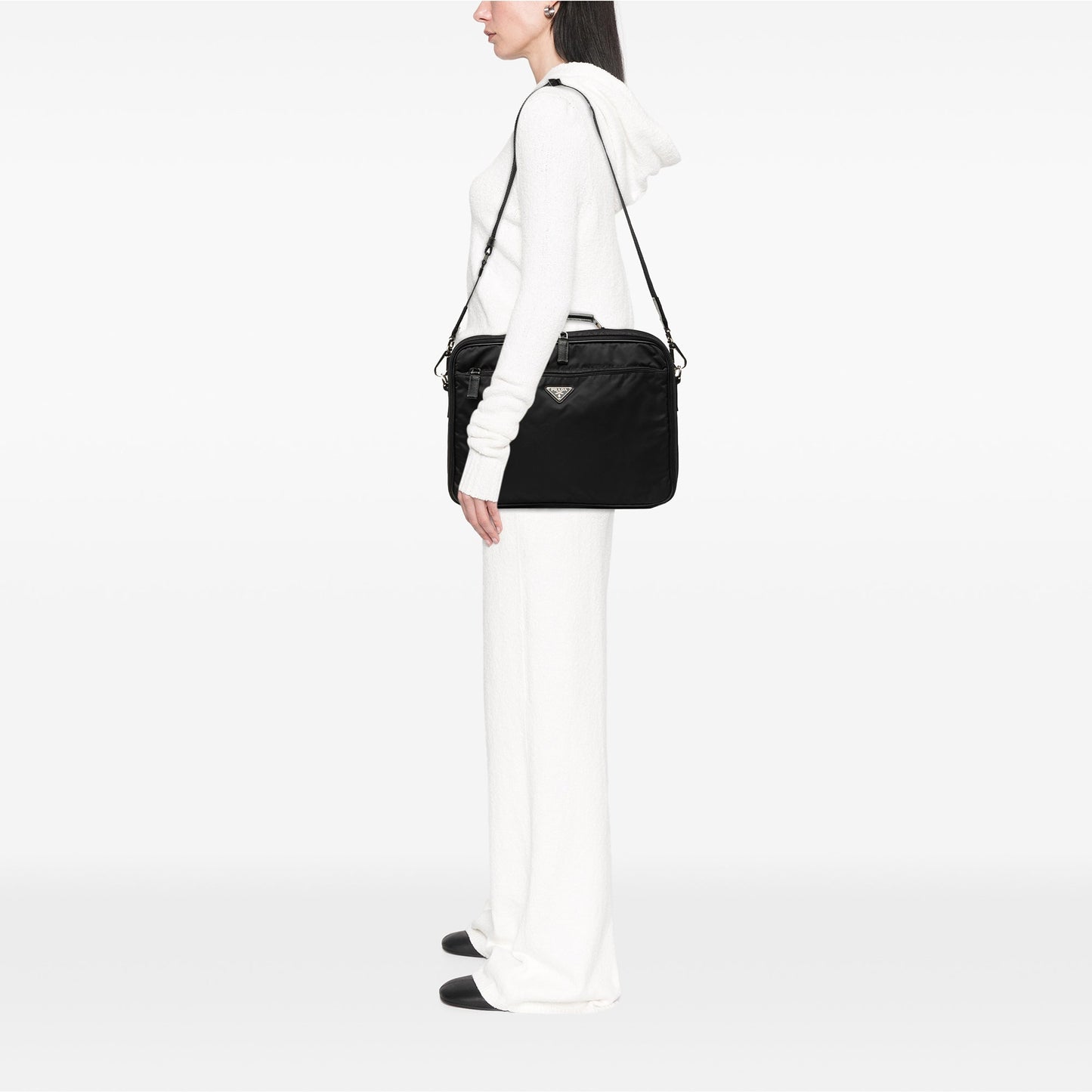 Prada Saffiano Trimmed Tessuto Business Bag