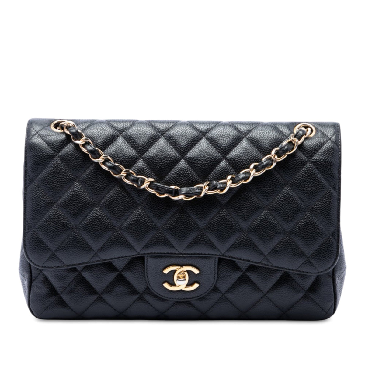 Chanel Jumbo Classic Caviar Double Flap — Black