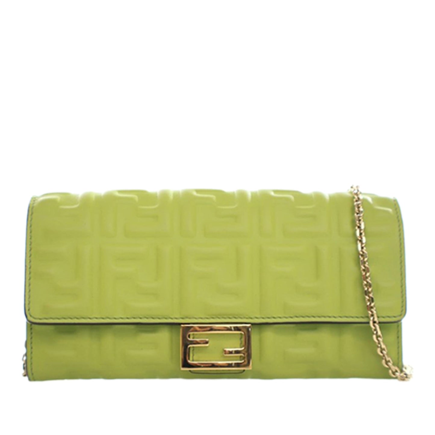 Fendi Zucca Embossed Nappa Baguette Continental Wallet With Chain