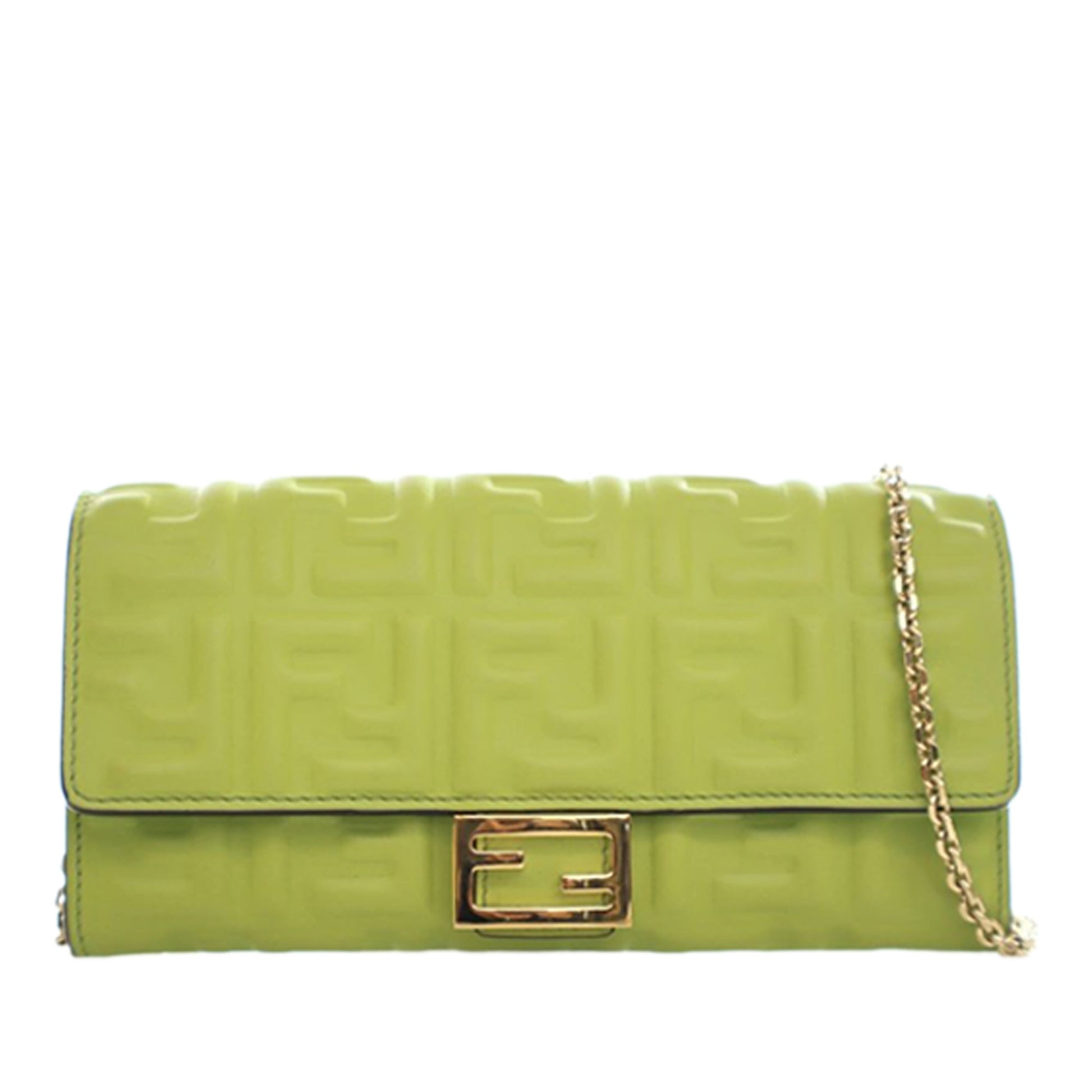 Fendi Zucca Embossed Nappa Baguette Continental Wallet With Chain