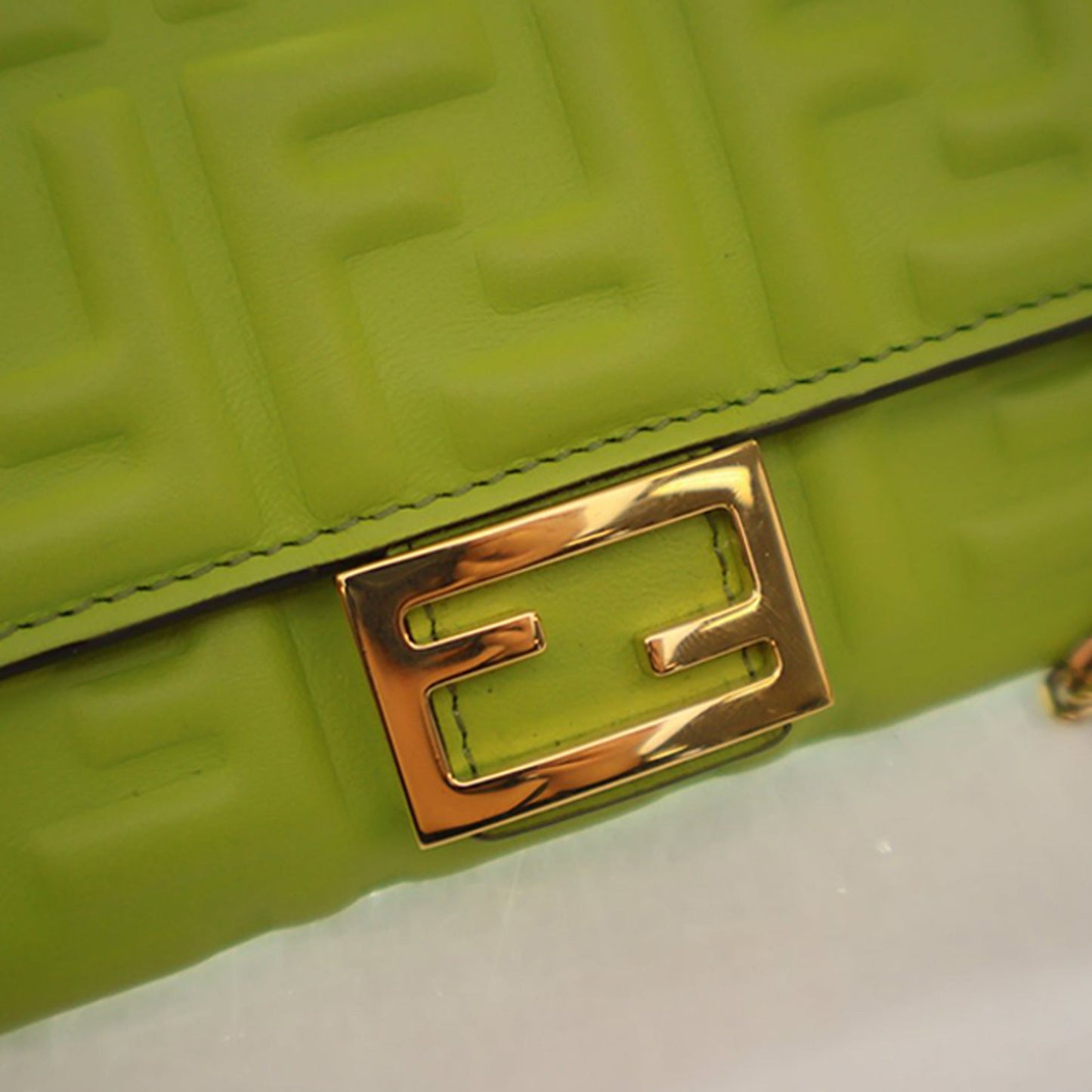 Fendi Zucca Embossed Nappa Baguette Continental Wallet With Chain