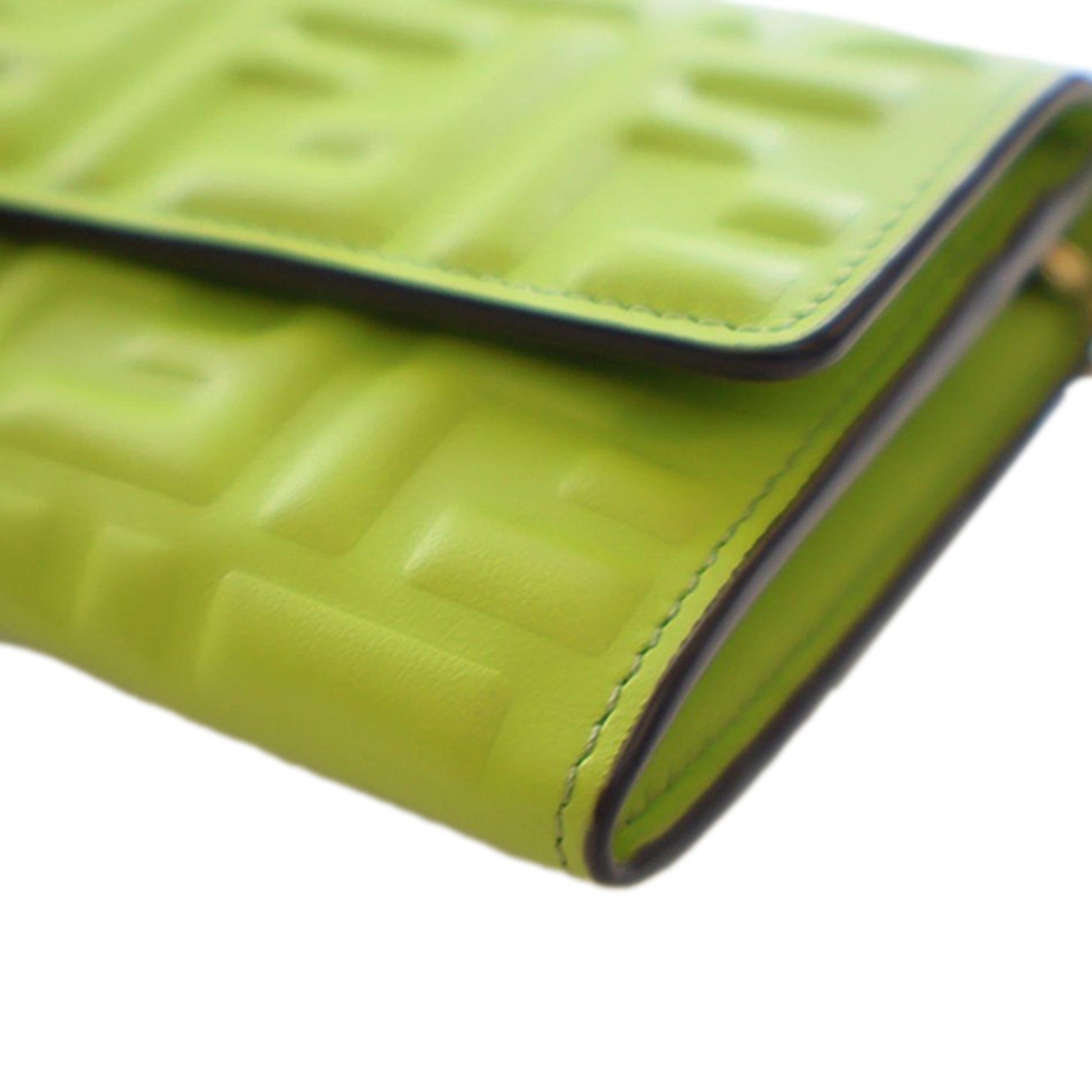 Fendi Zucca Embossed Nappa Baguette Continental Wallet With Chain