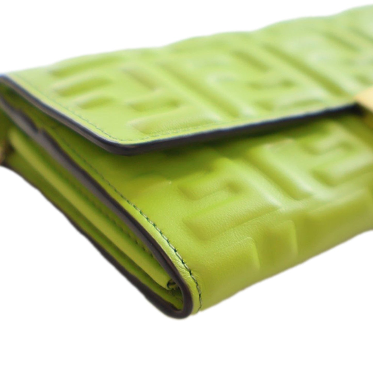 Fendi Zucca Embossed Nappa Baguette Continental Wallet With Chain