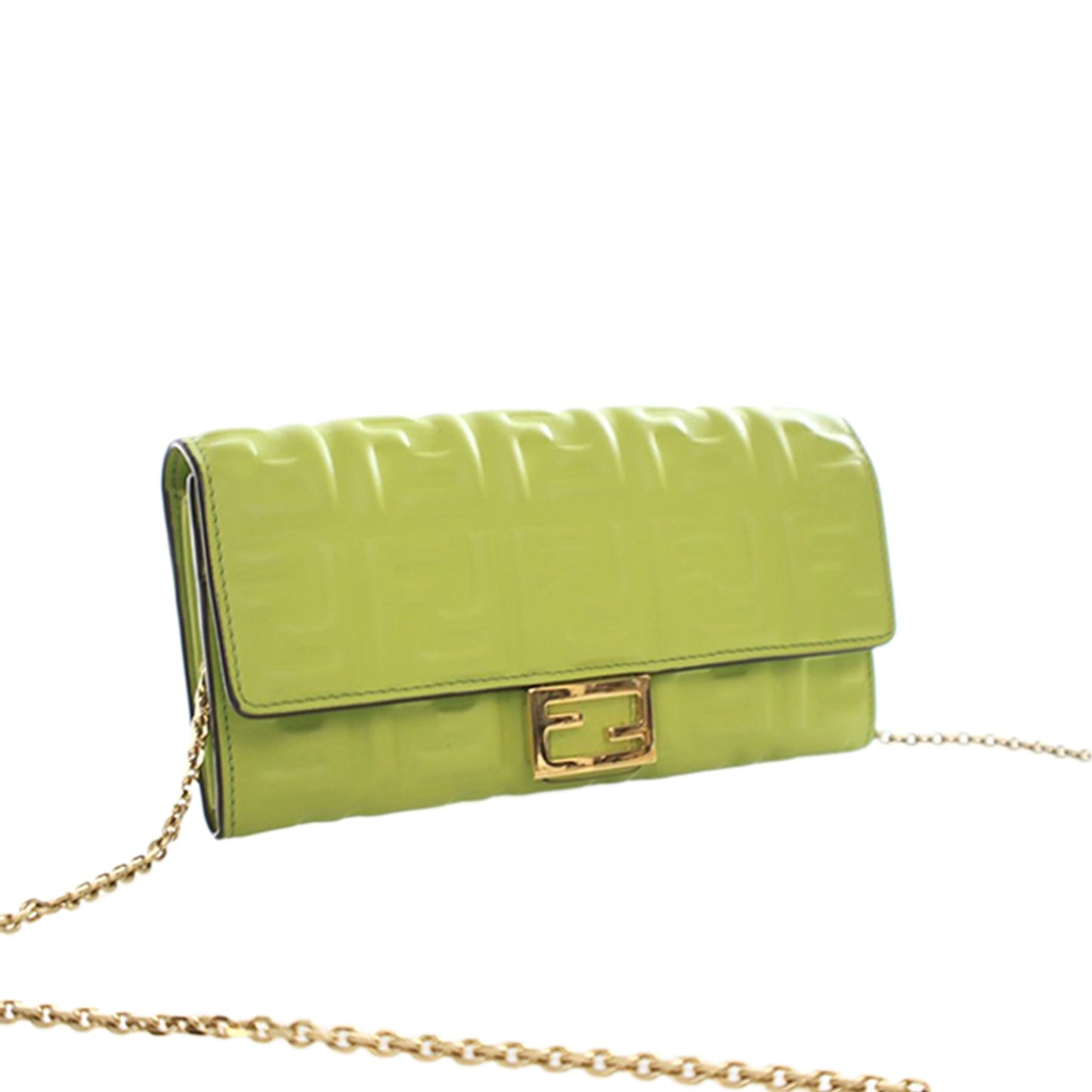 Fendi Zucca Embossed Nappa Baguette Continental Wallet With Chain