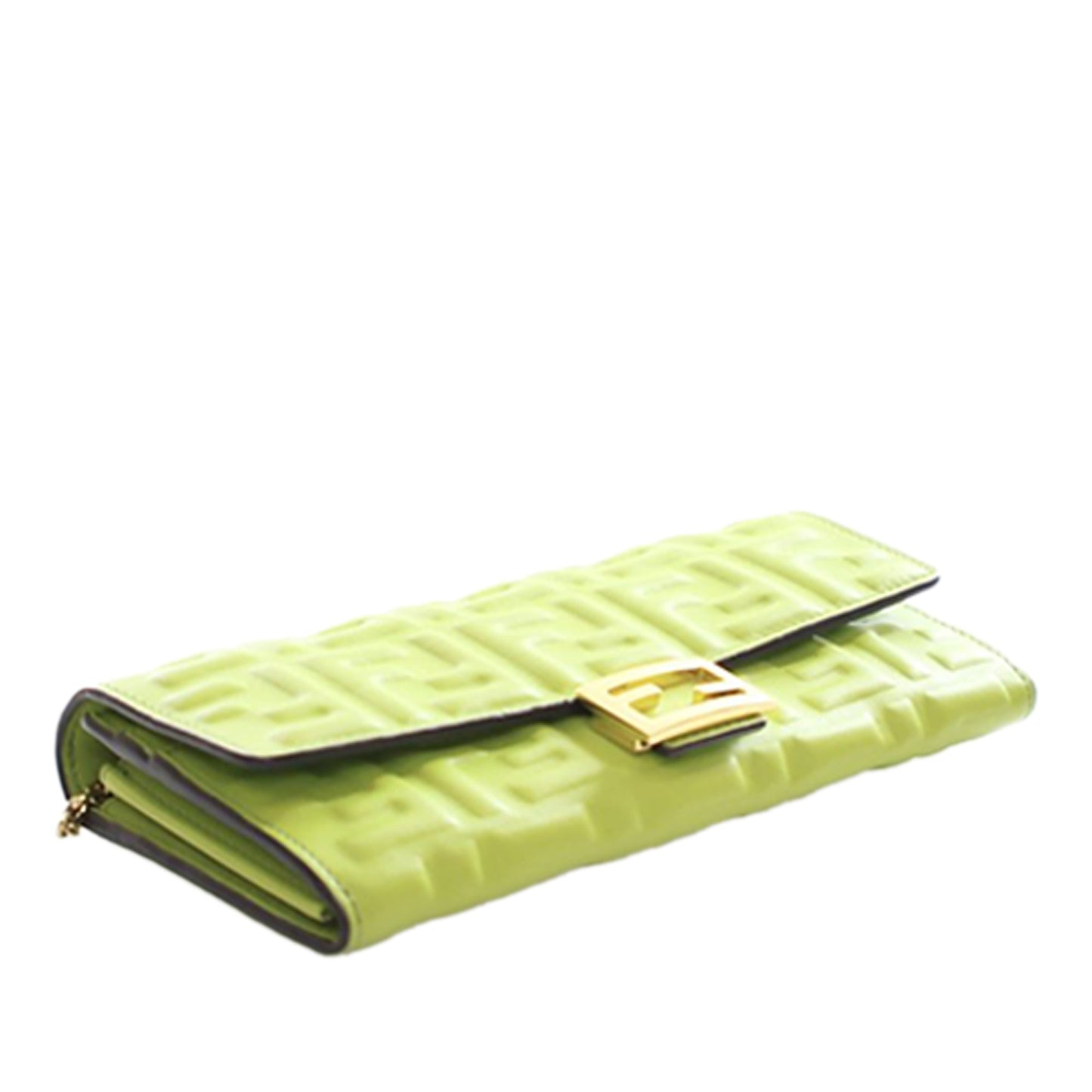 Fendi Zucca Embossed Nappa Baguette Continental Wallet With Chain