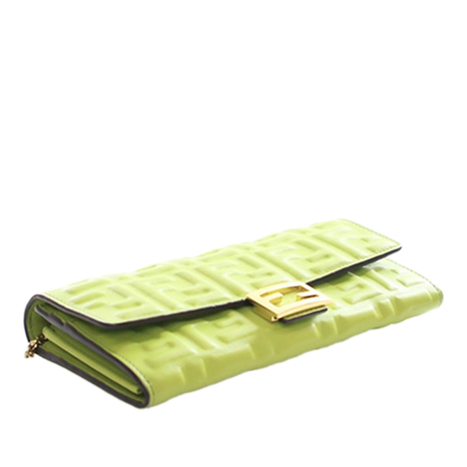 Fendi Zucca Embossed Nappa Baguette Continental Wallet With Chain