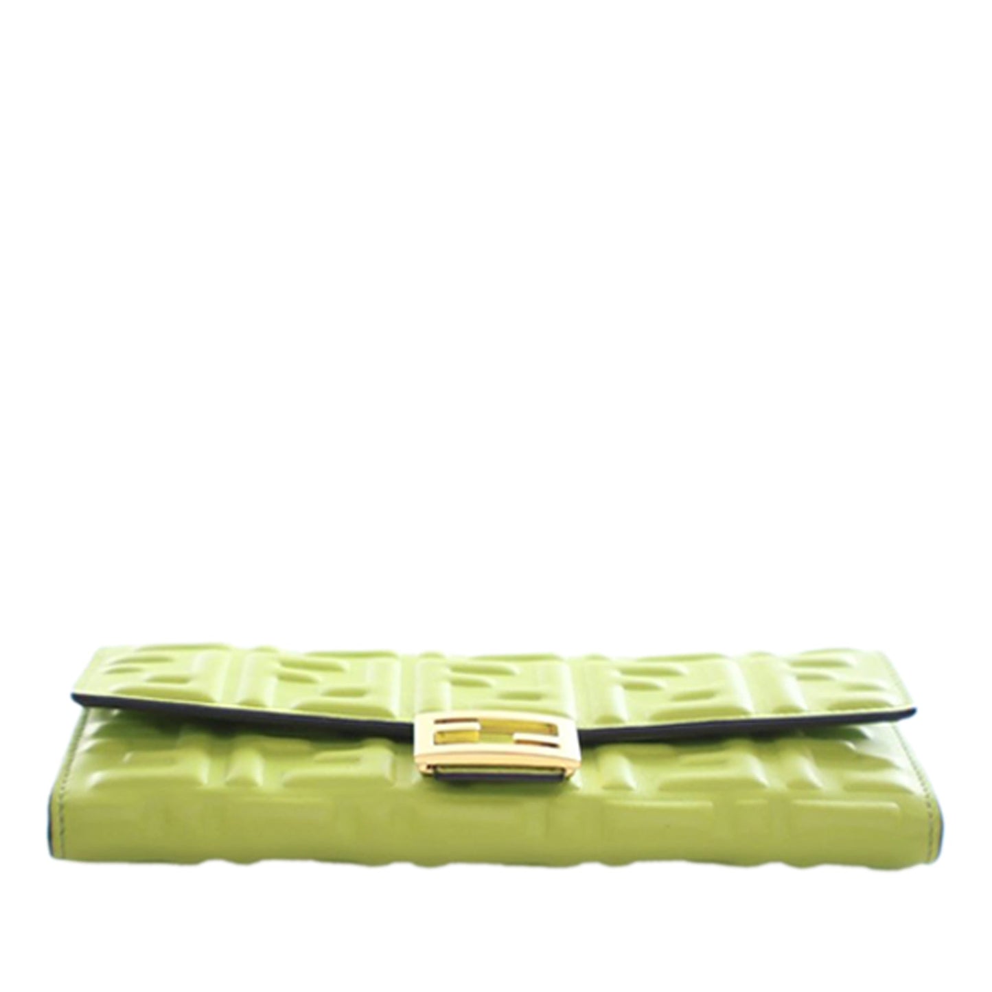 Fendi Zucca Embossed Nappa Baguette Continental Wallet With Chain