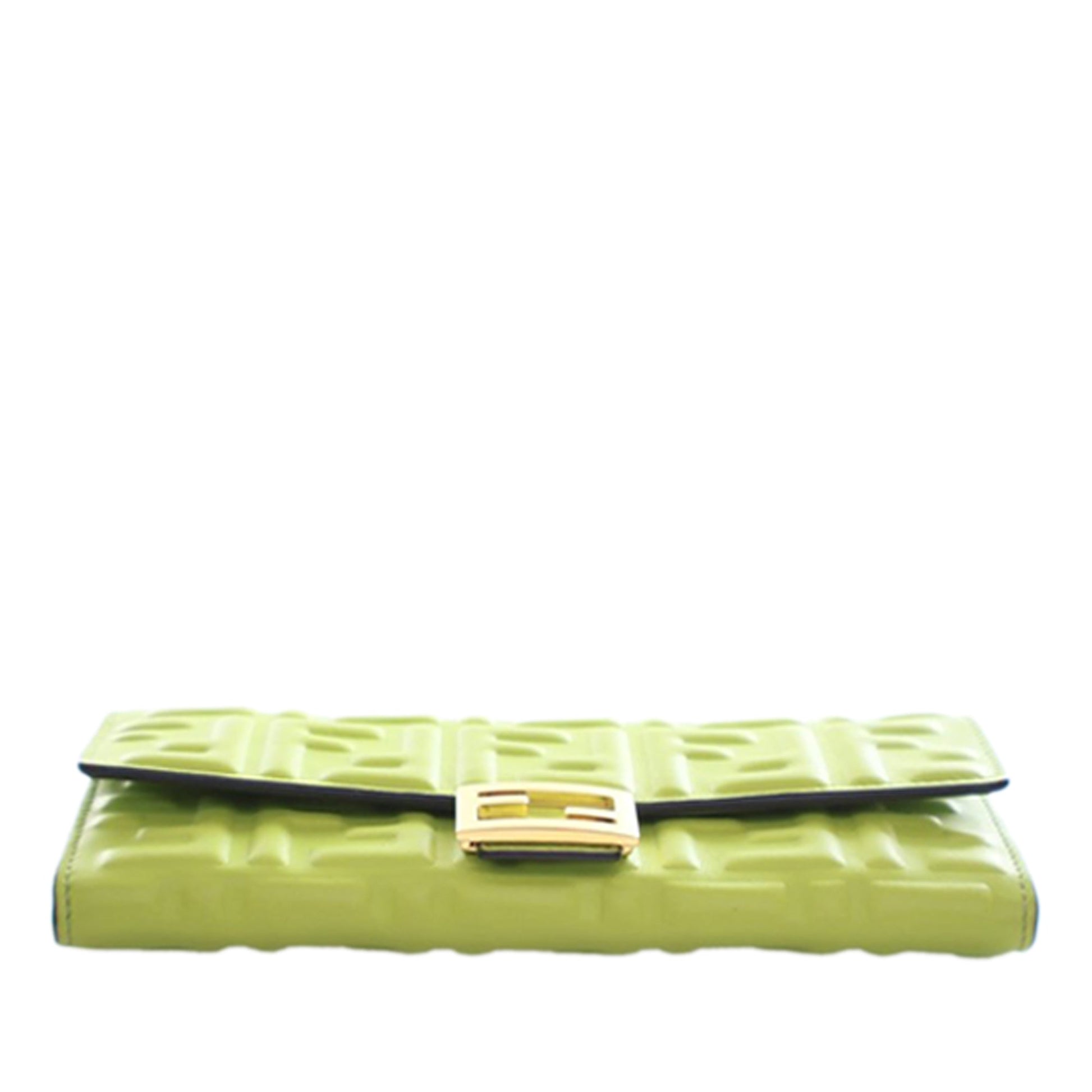 Fendi Zucca Embossed Nappa Baguette Continental Wallet With Chain