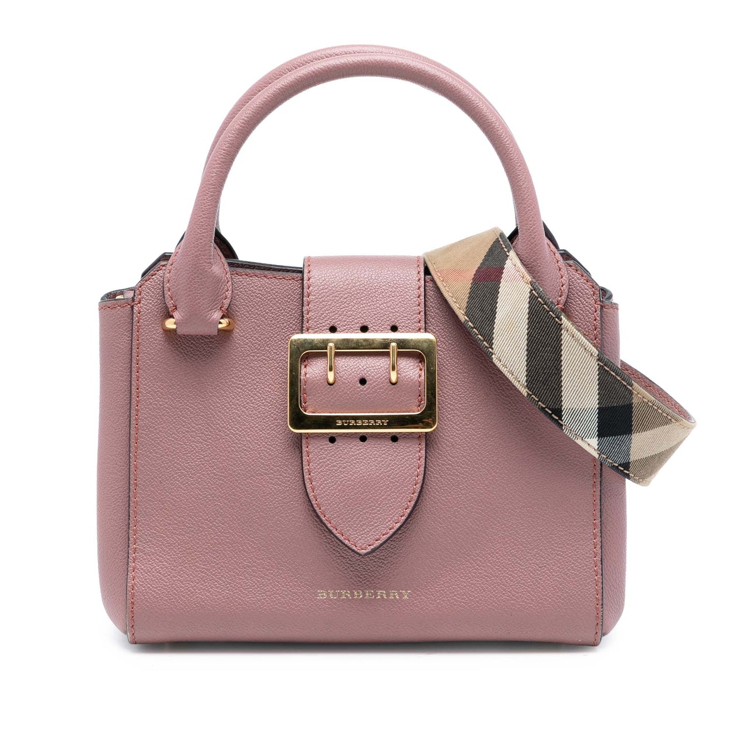 Burberry Small Grained Leather Buckle Tote