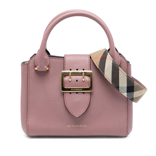 Burberry Small Grained Leather Buckle Tote