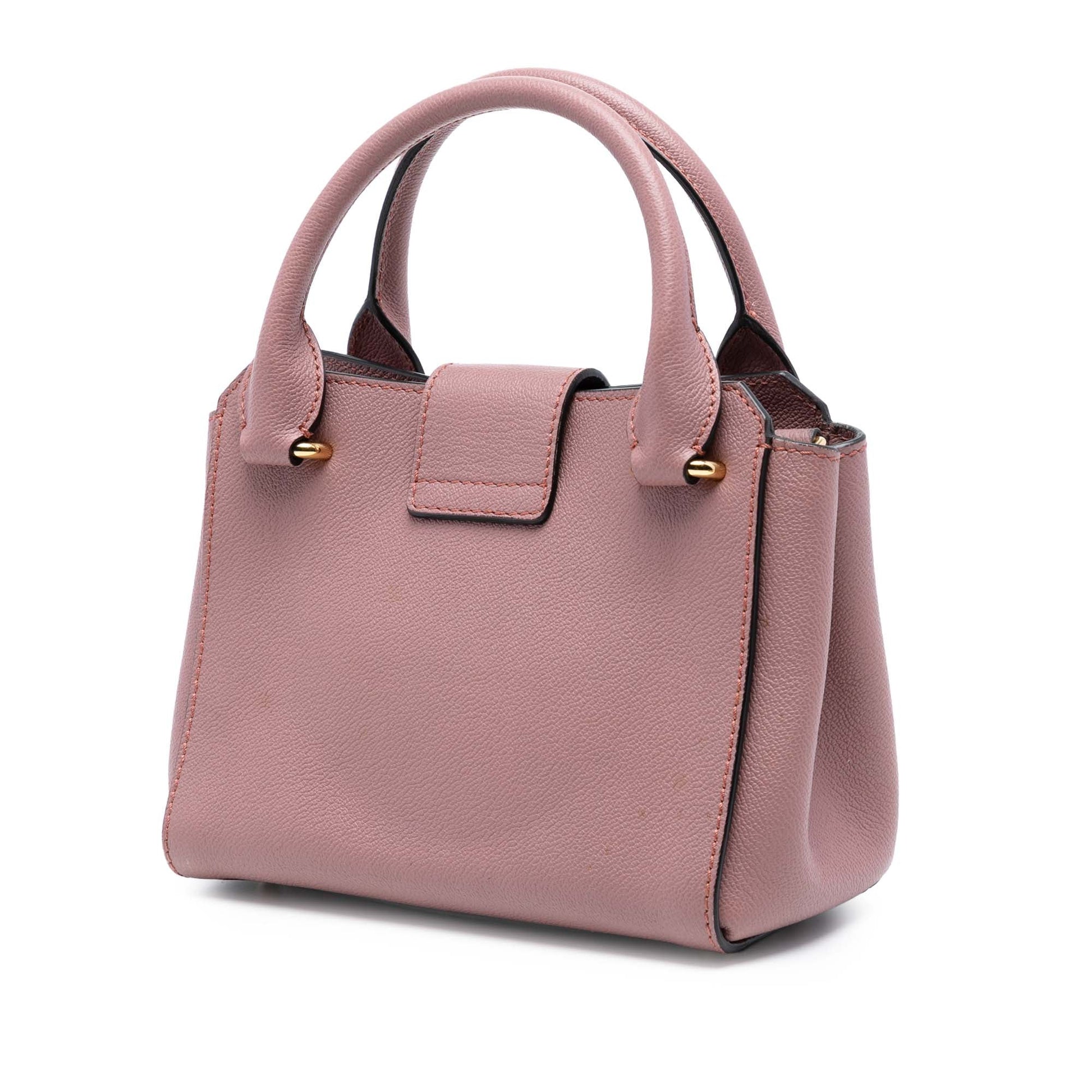 Burberry Small Grained Leather Buckle Tote