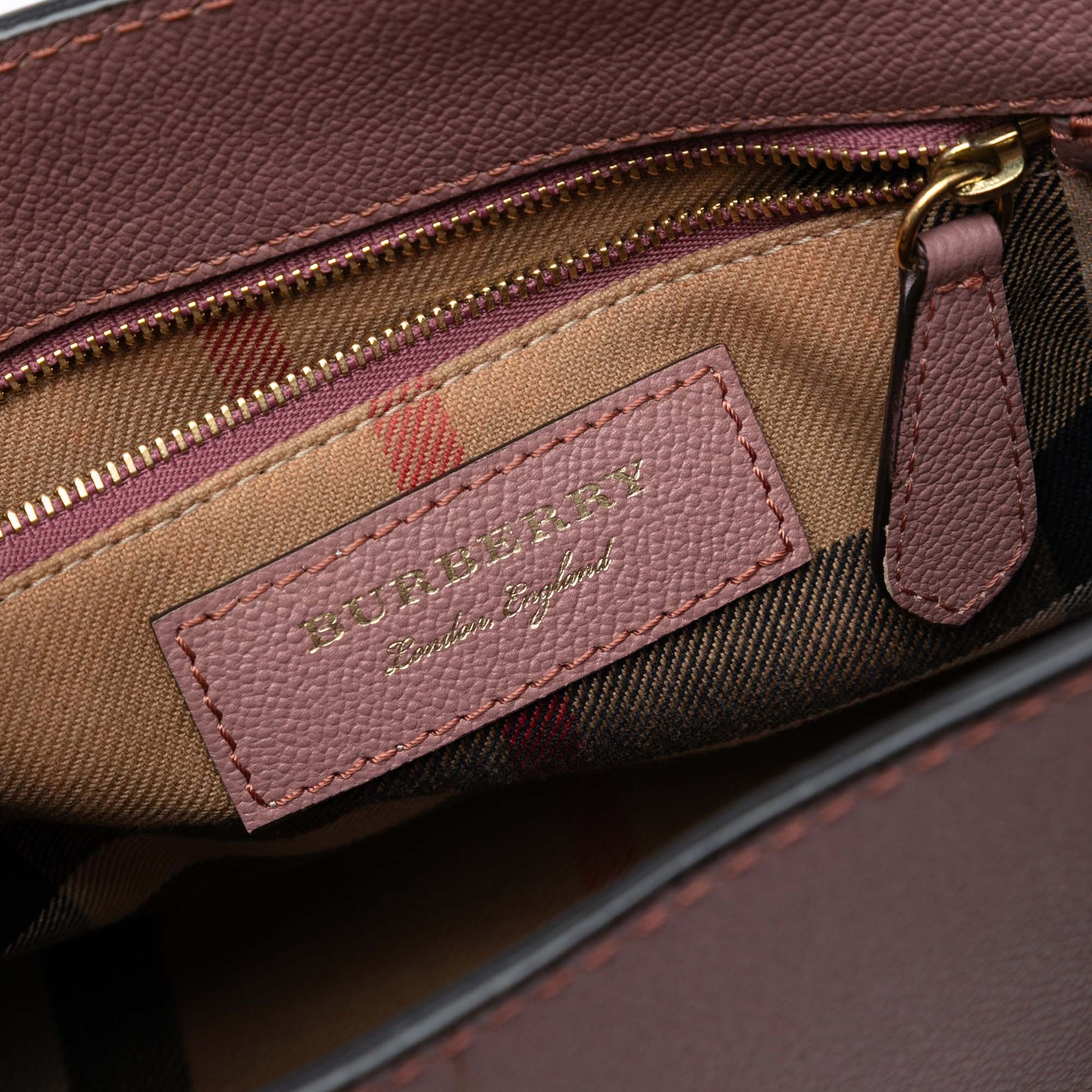 Burberry Small Grained Leather Buckle Tote