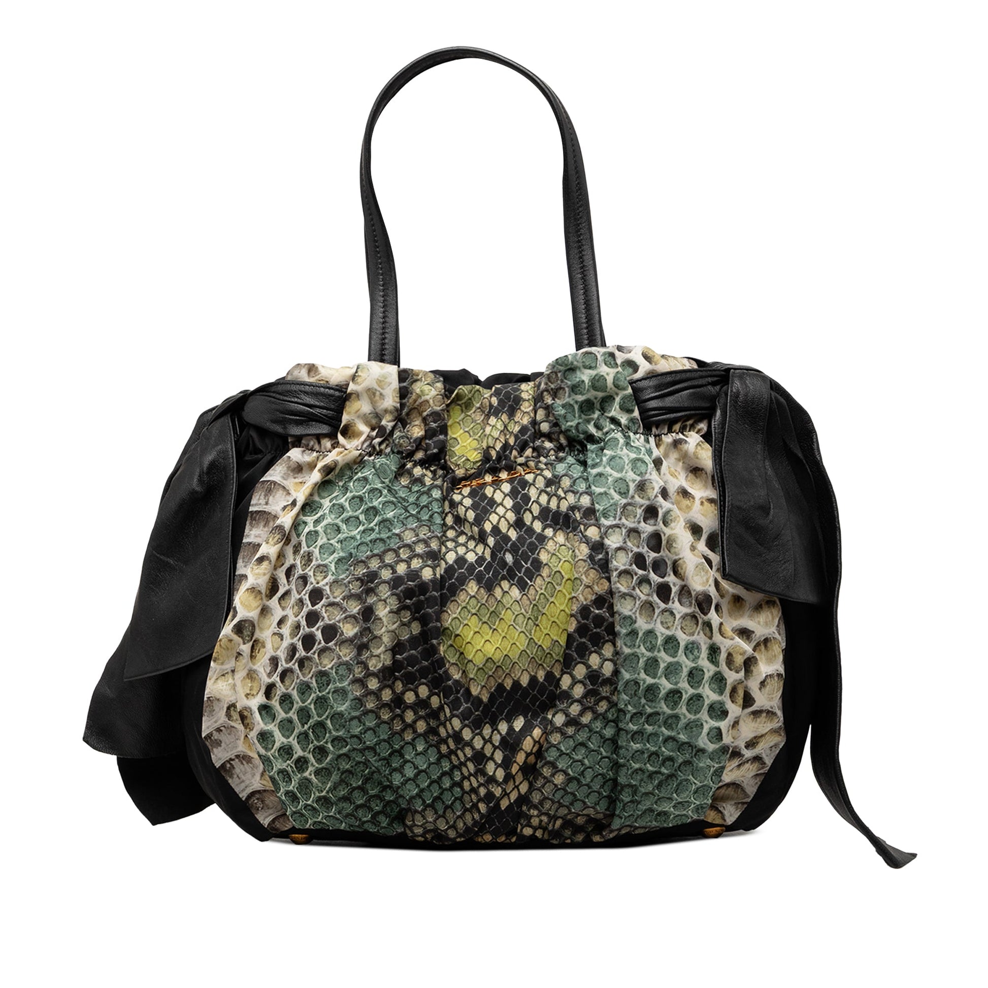 Prada Tessuto Python Print Bow Satchel