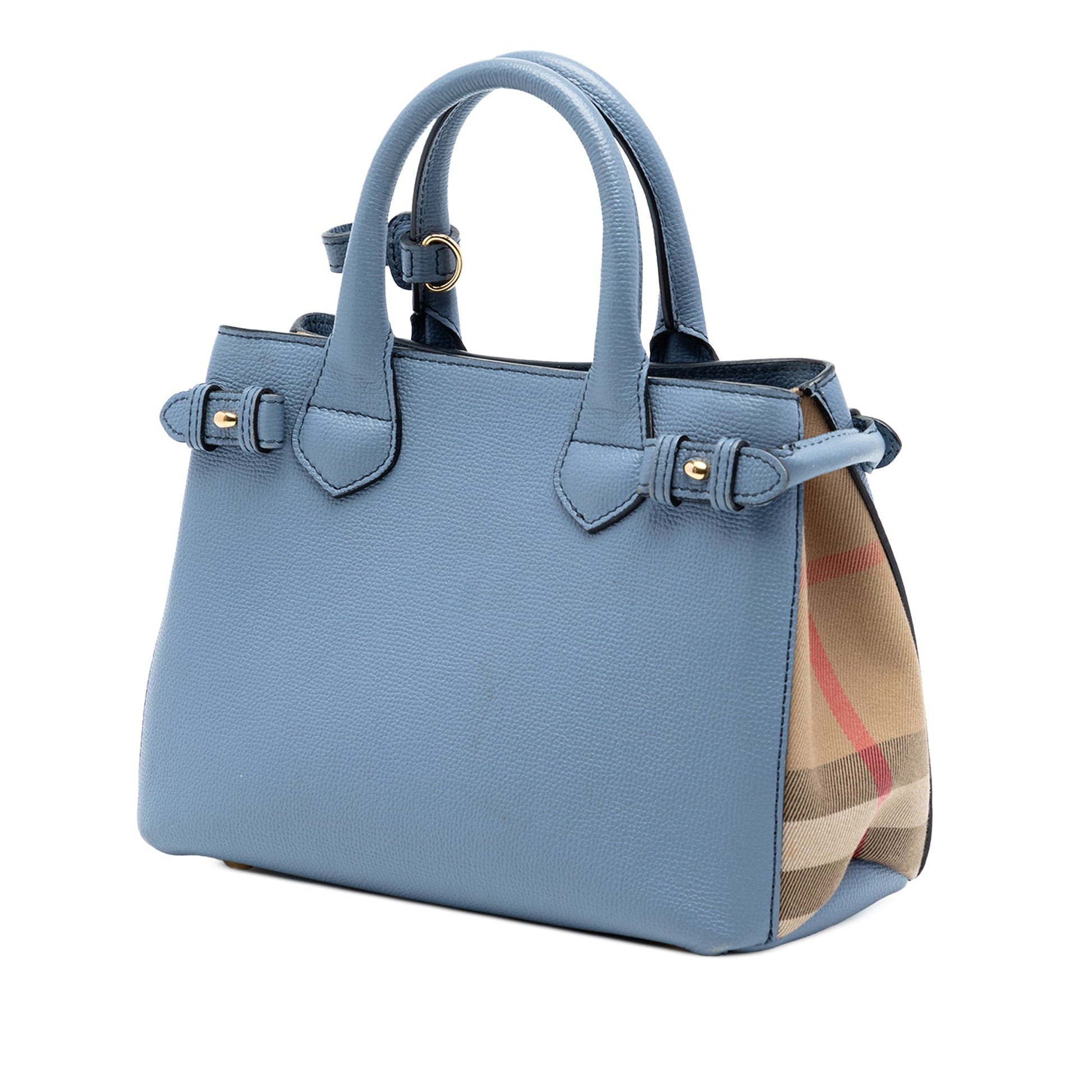 Small Leather and House Check Banner Satchel