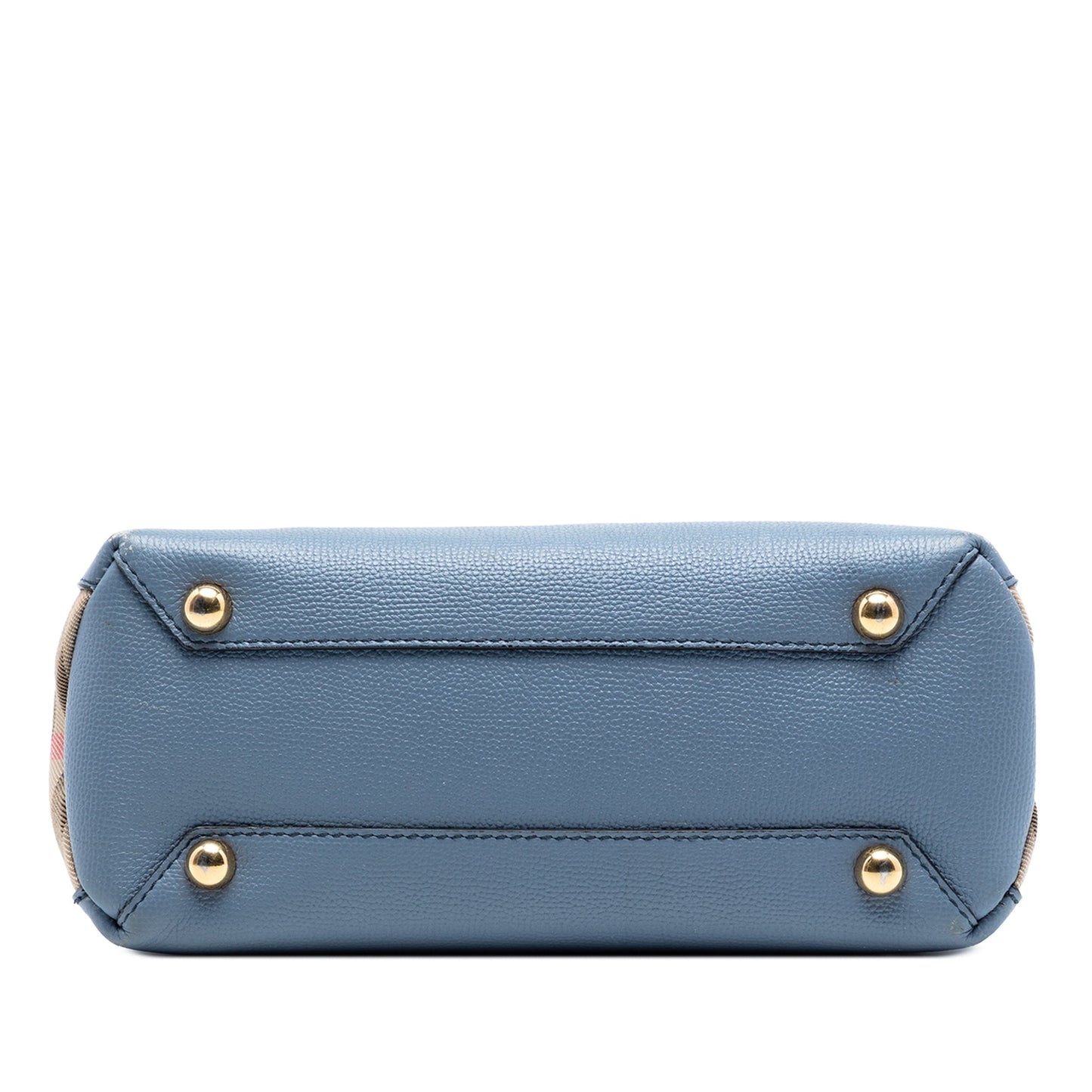 Small Leather and House Check Banner Satchel