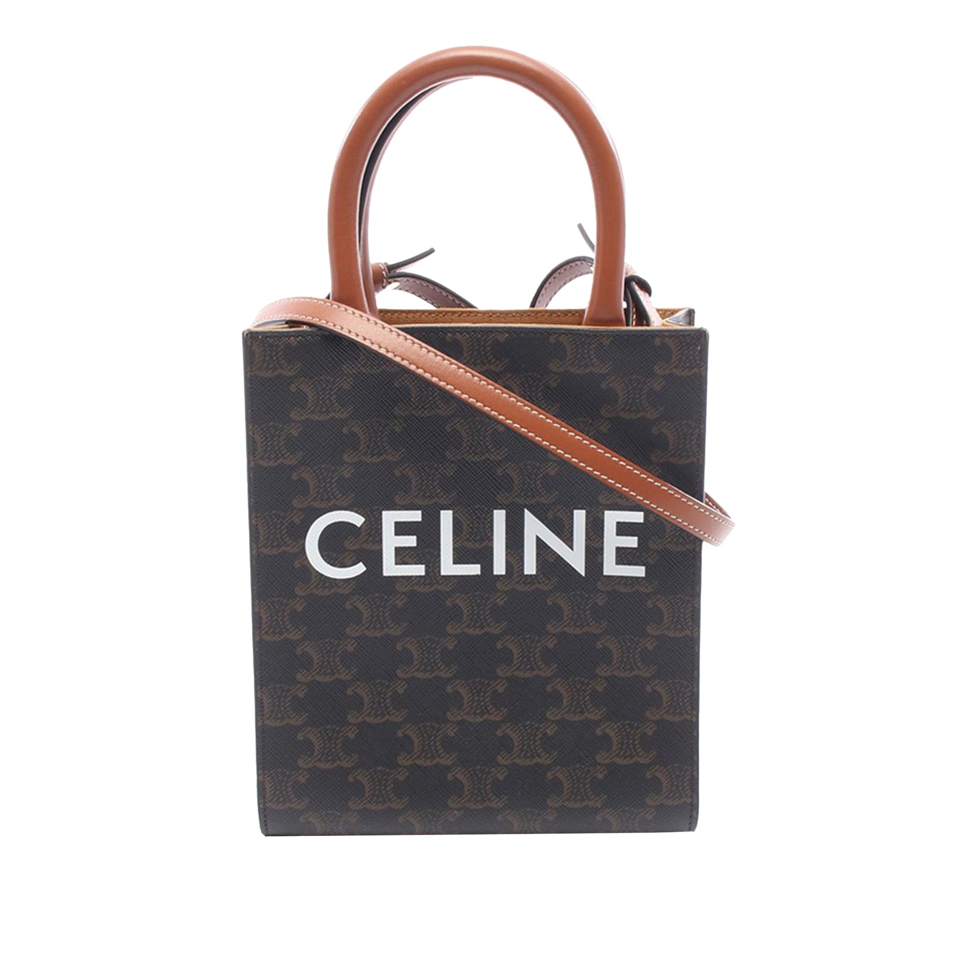 Celine Mini Triomphe Coated Canvas Vertical Cabas Satchel