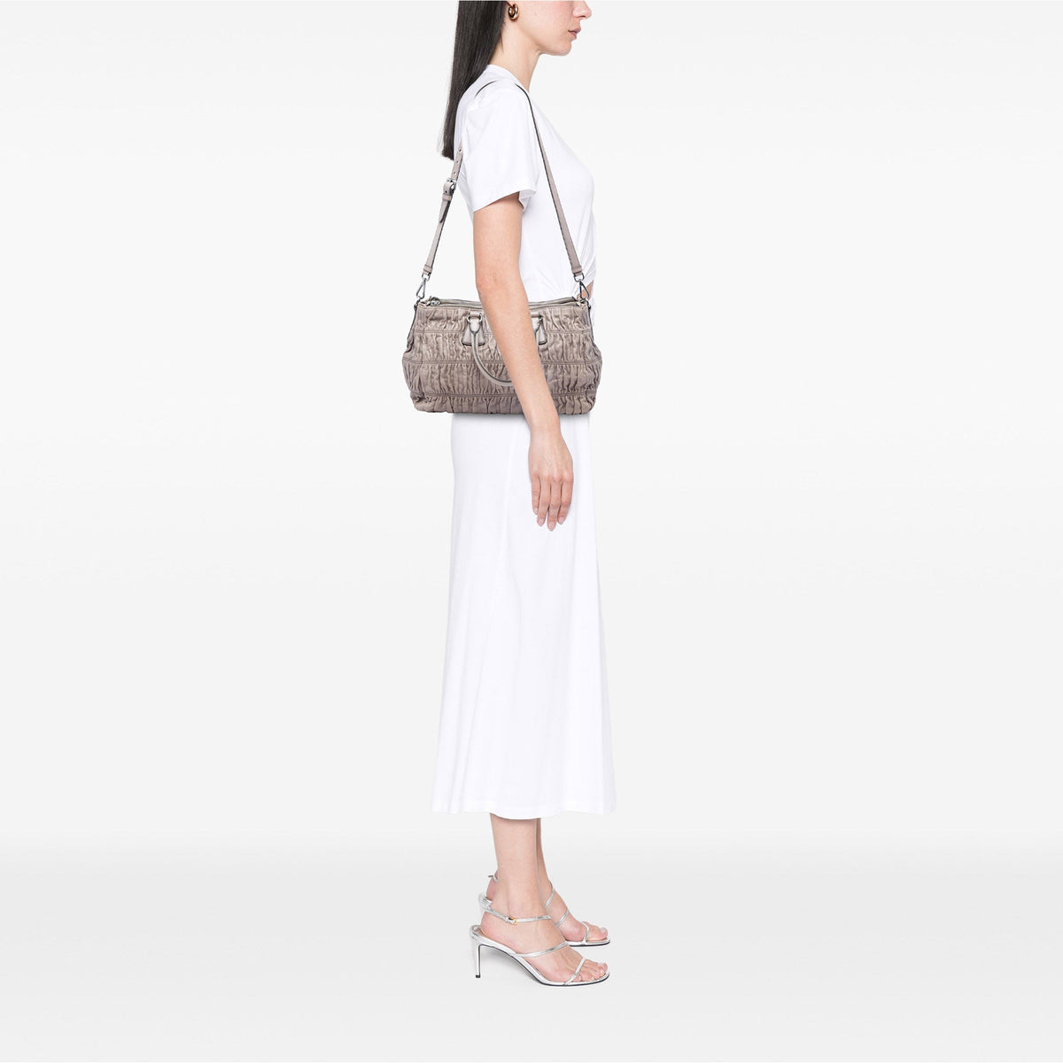 Prada Nappa Gaufre Double Zip Satchel — Beige