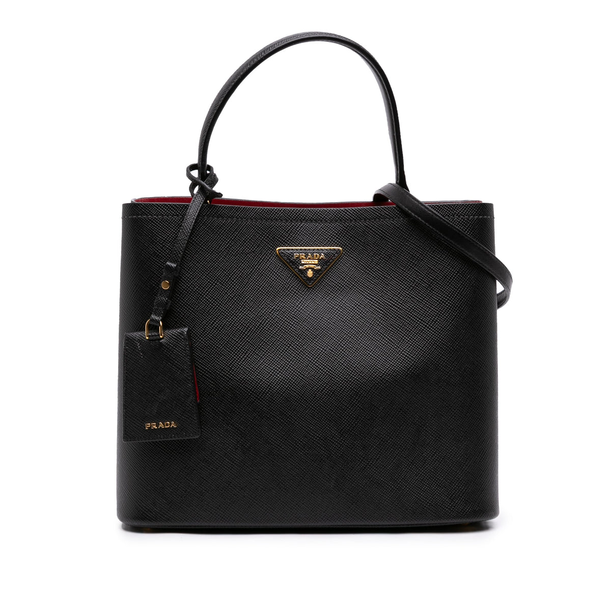 Prada Large Saffiano Cuir Panier Satchel — Black