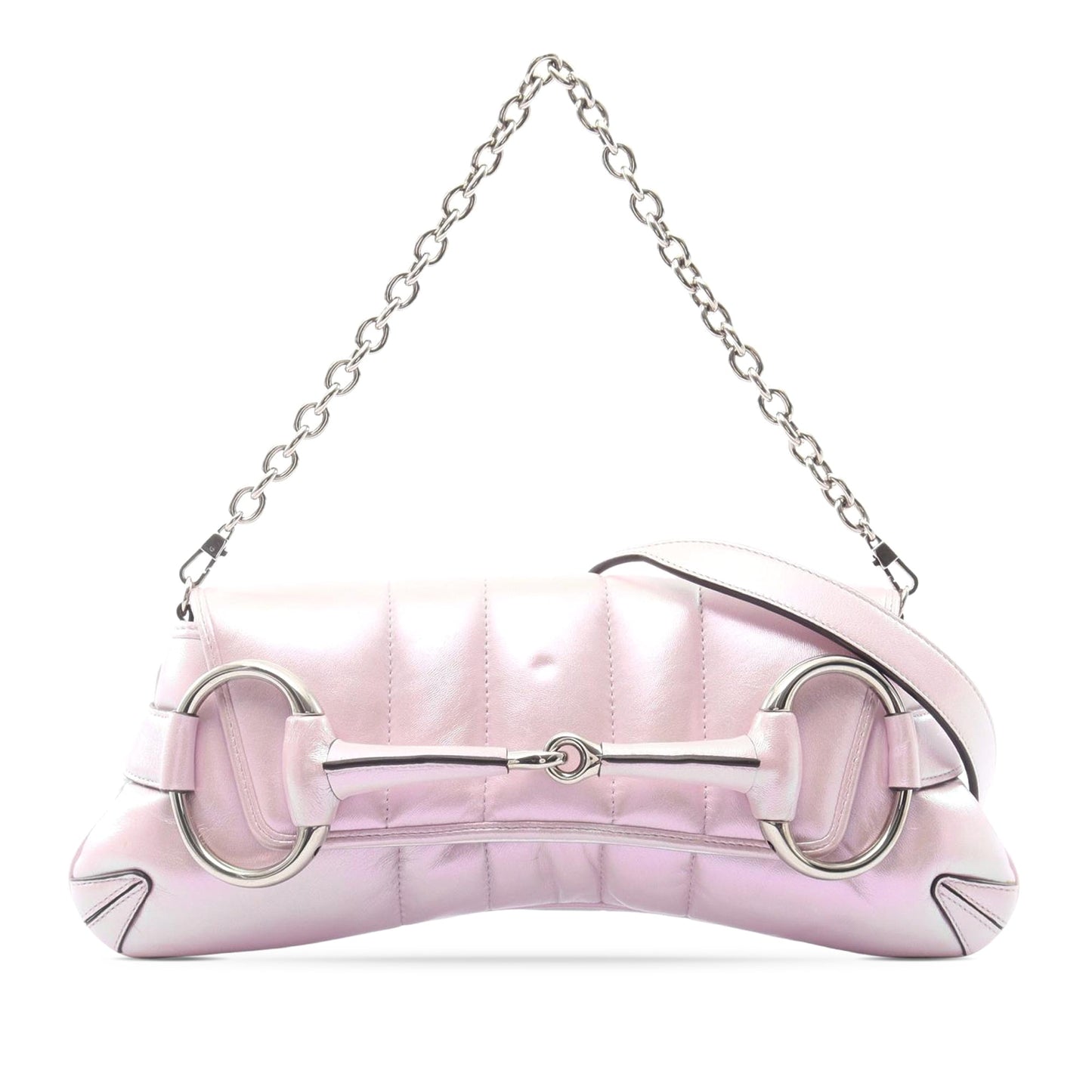 Gucci Small Iridescent Calfskin Horsebit Chain Satchel