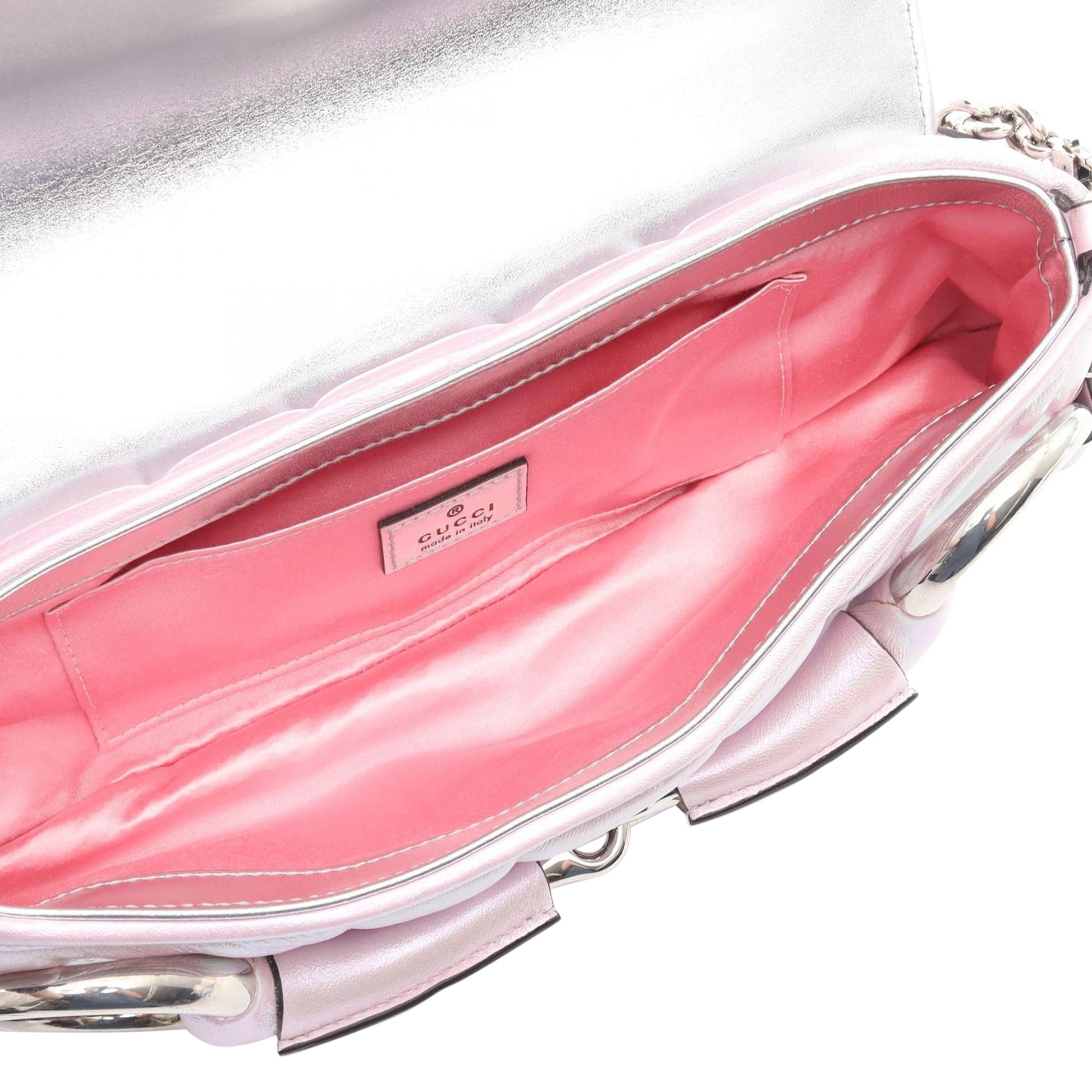 Gucci Small Iridescent Calfskin Horsebit Chain Satchel