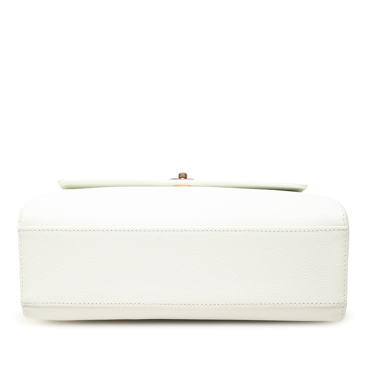 Chanel CC Caviar Kelly Wood Top Handle Bag — White