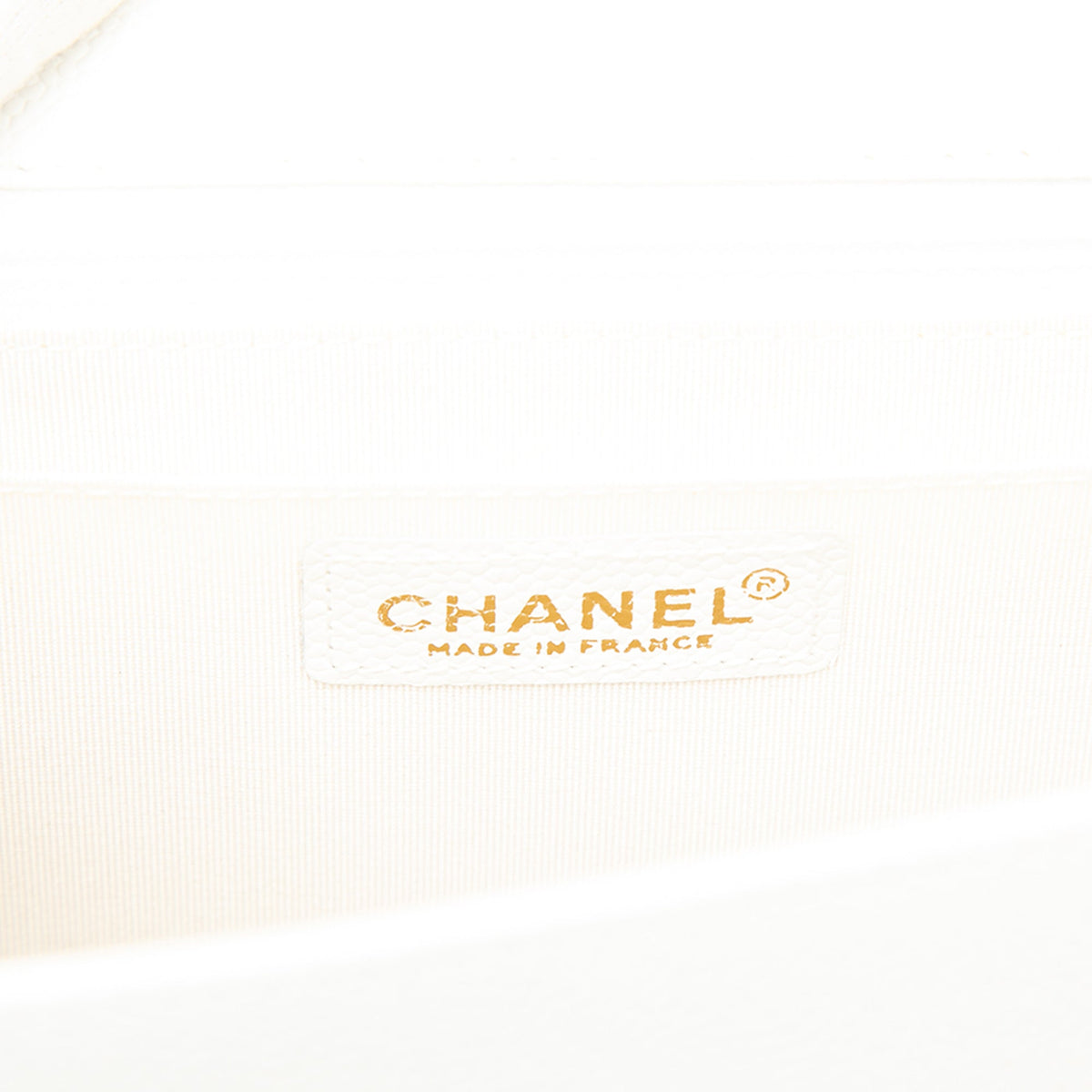 Chanel CC Caviar Kelly Wood Top Handle Bag — White