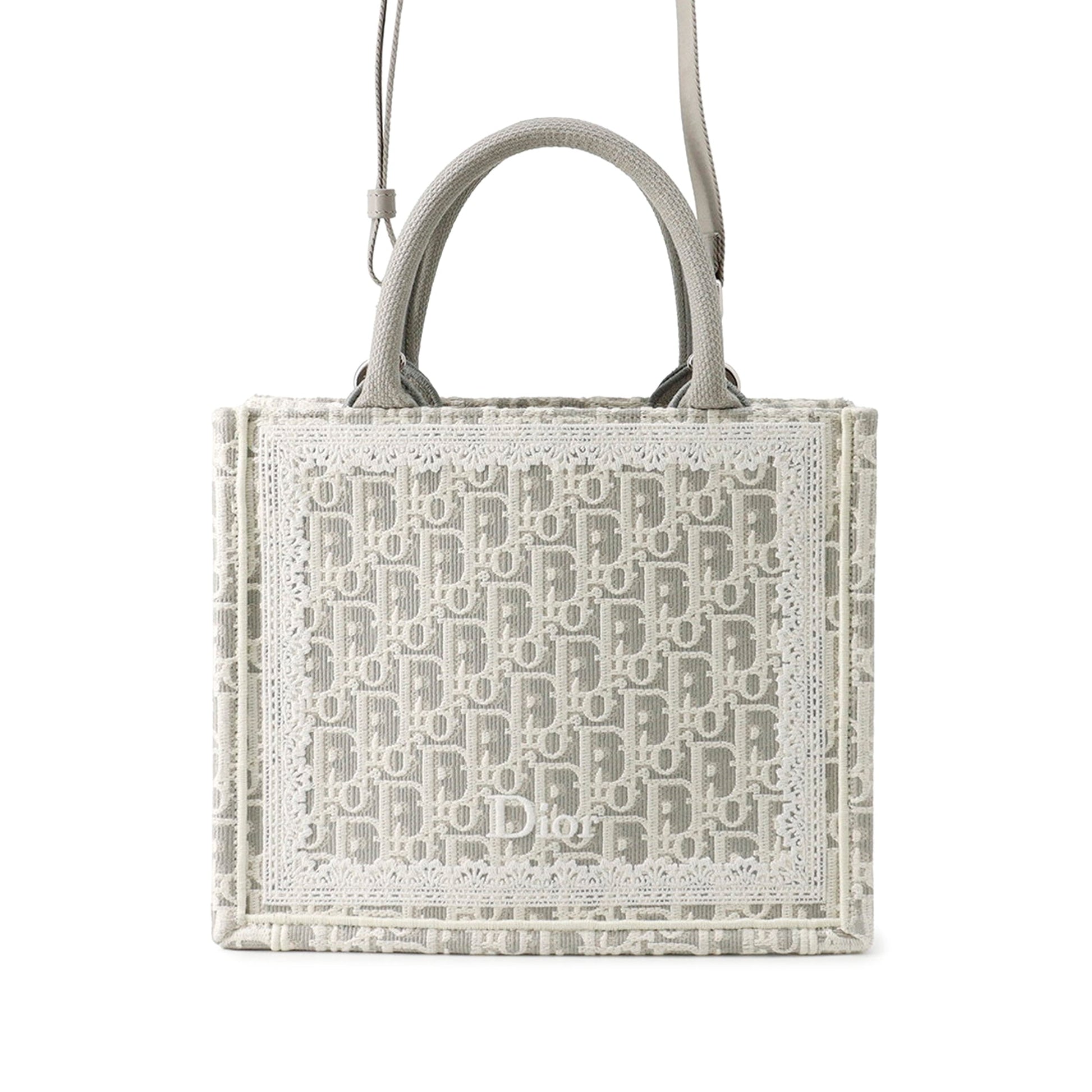 Dior Mini Oblique Embroidered Canvas Lace Book Tote