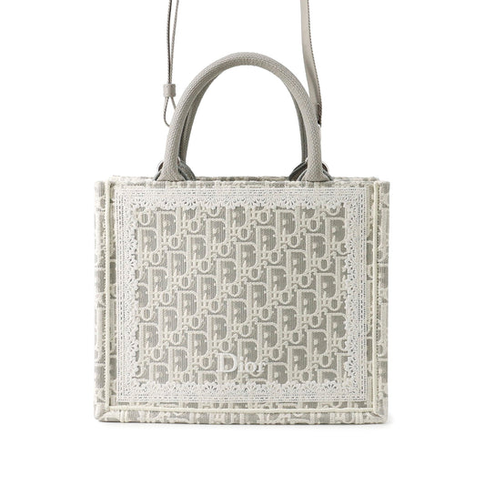 Dior Mini Oblique Embroidered Canvas Lace Book Tote