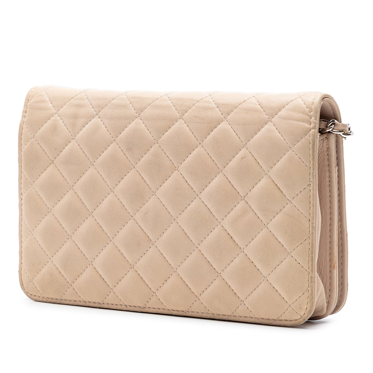 Chanel CC Quilted Lambskin Diamond Wallet On Chain