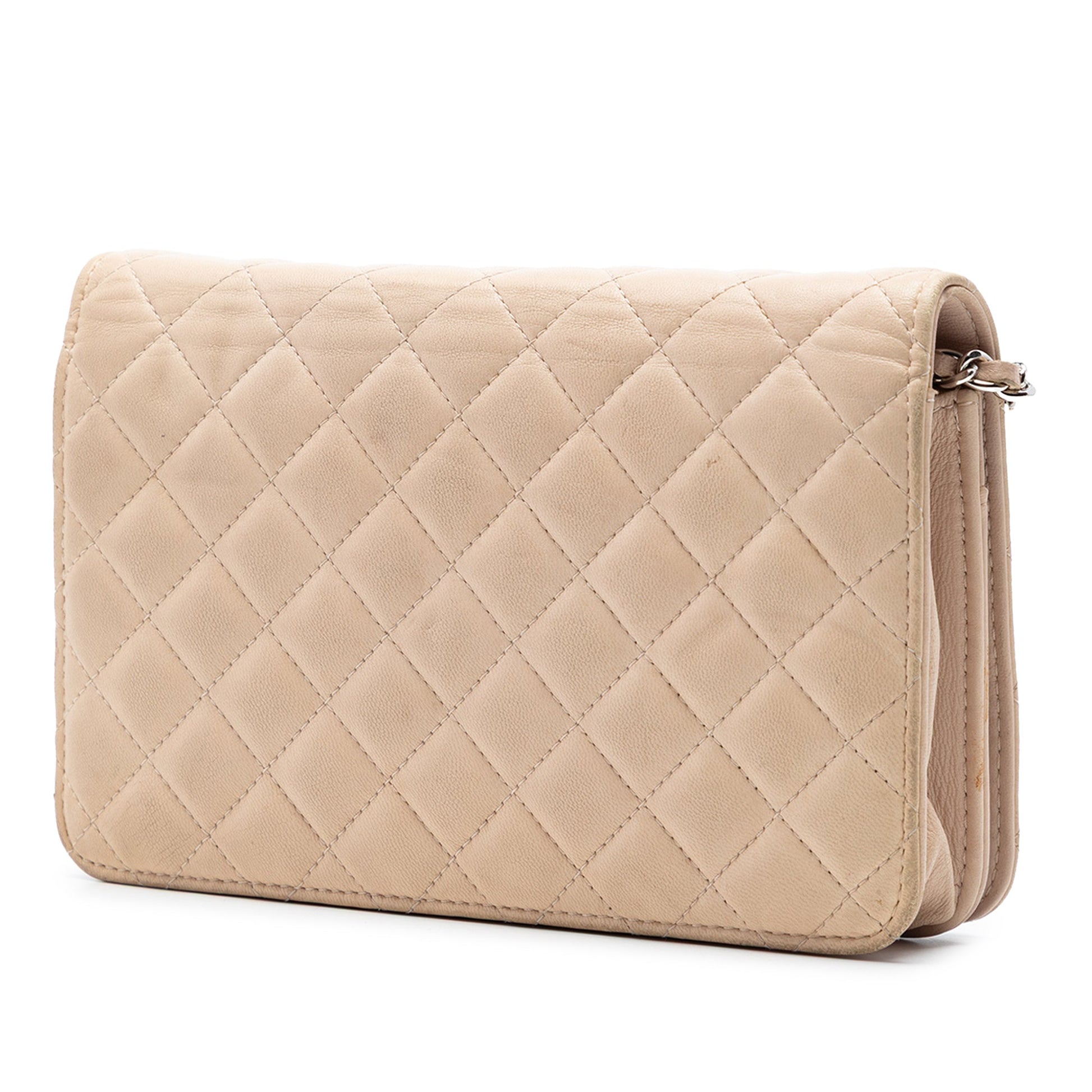 Chanel CC Quilted Lambskin Diamond Wallet On Chain