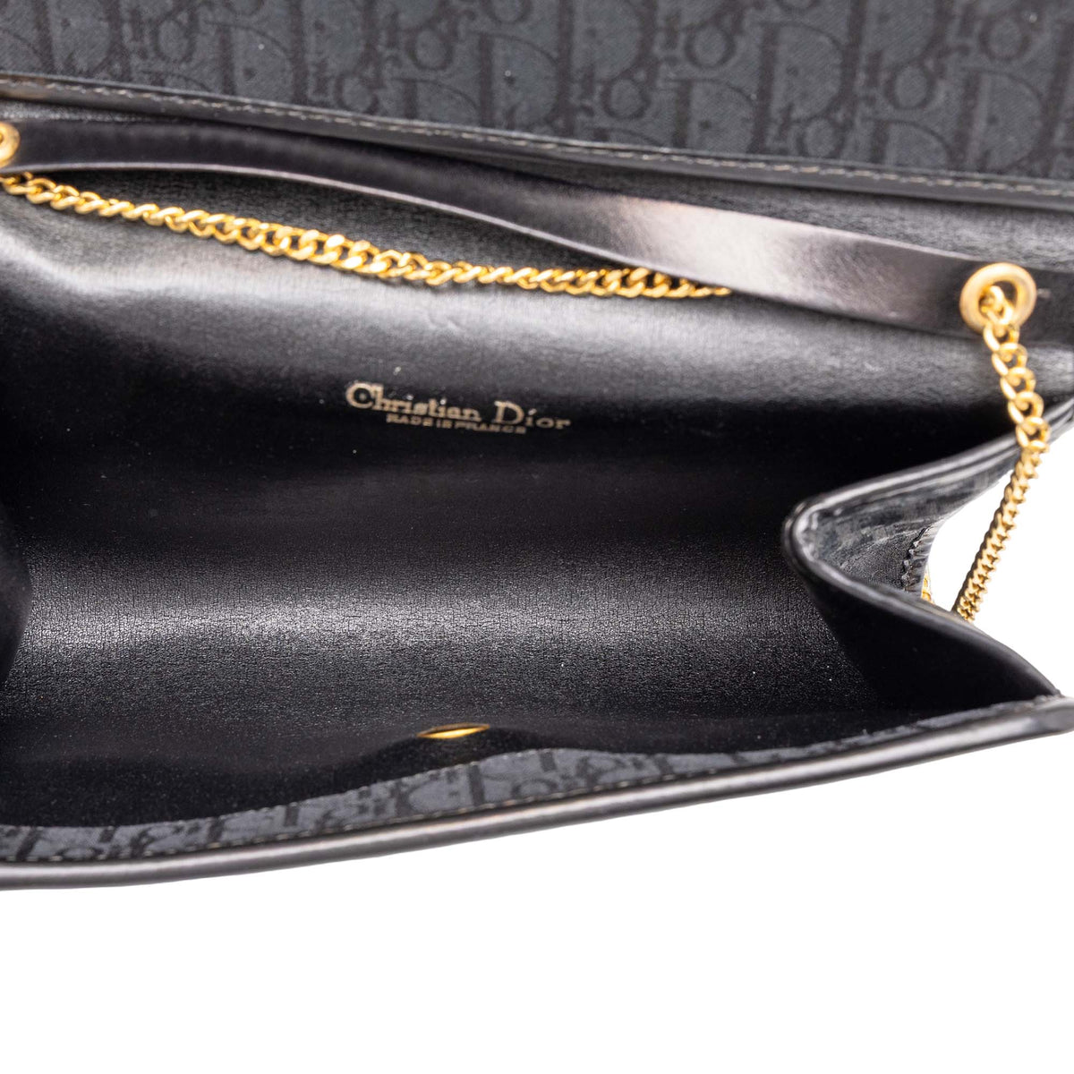 Dior Oblique Canvas Chain Shoulder Bag — Black