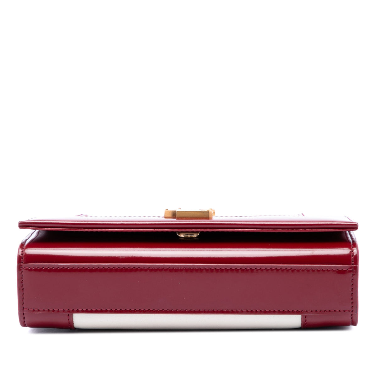 Saint Laurent Small Bicolor Lambskin and Patent Monogram Kate Chain Shoulder Bag — White