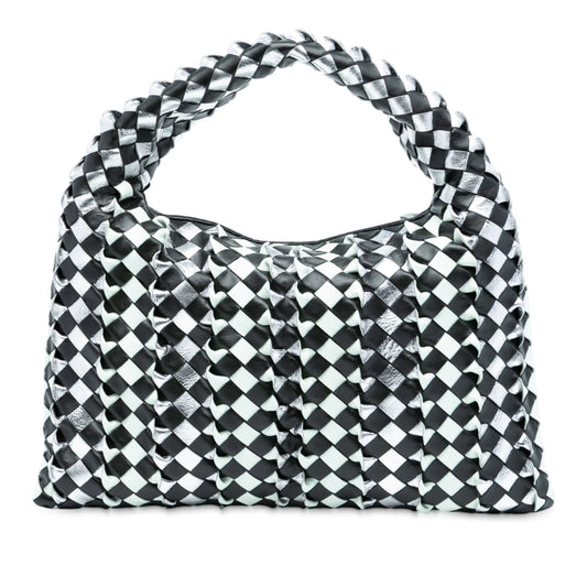 Bottega Veneta Small Bicolor Calfskin Intrecciato Hop Hobo