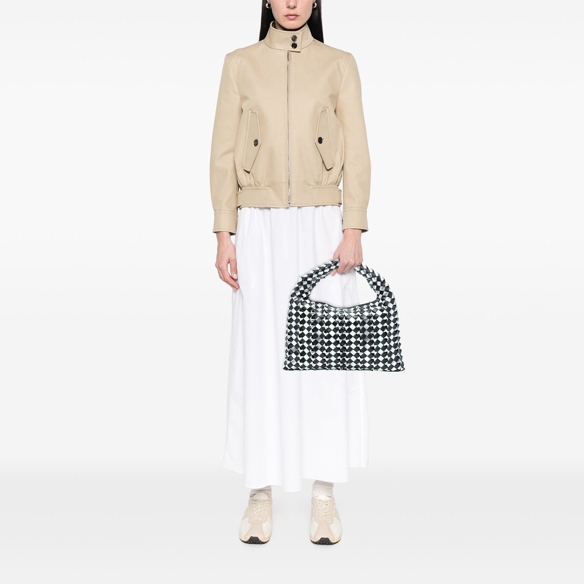 Bottega Veneta Small Bicolor Calfskin Intrecciato Hop Hobo