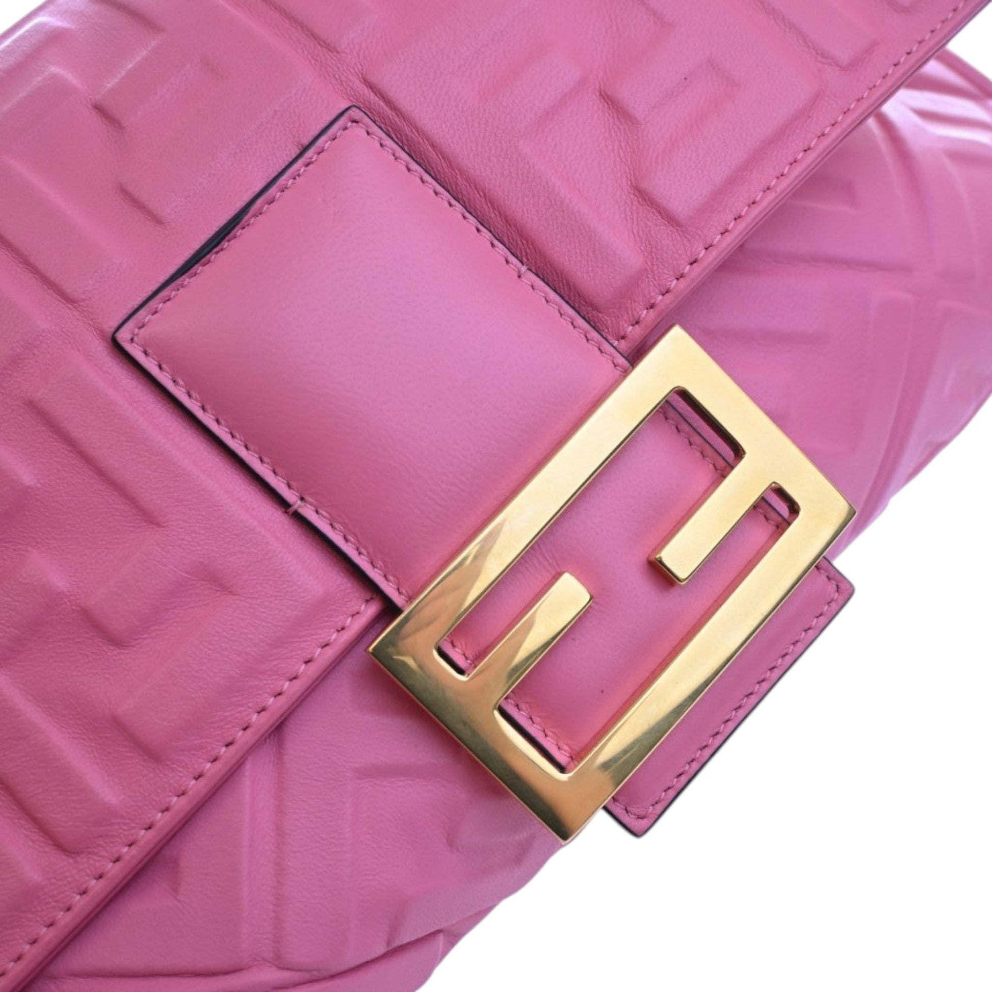 Fendi Large Zucca Embossed Leather Baguette Satchel