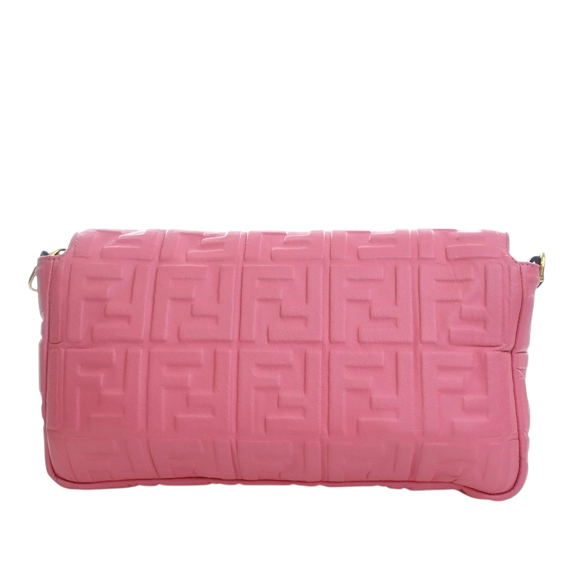 Fendi Large Zucca Embossed Leather Baguette Satchel