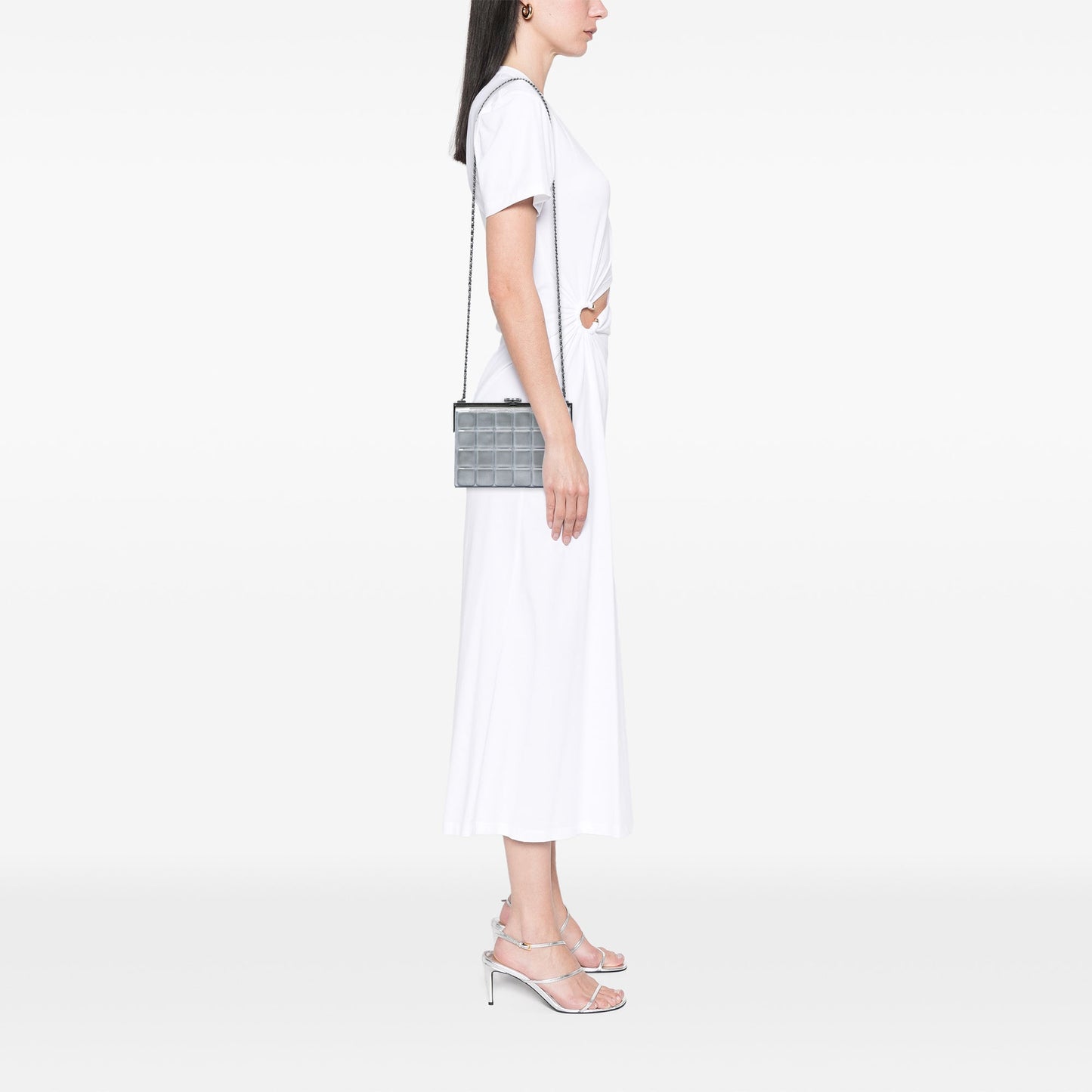 Chanel Chocolate Bar Metallic Lambskin Frame Clutch with Chain
