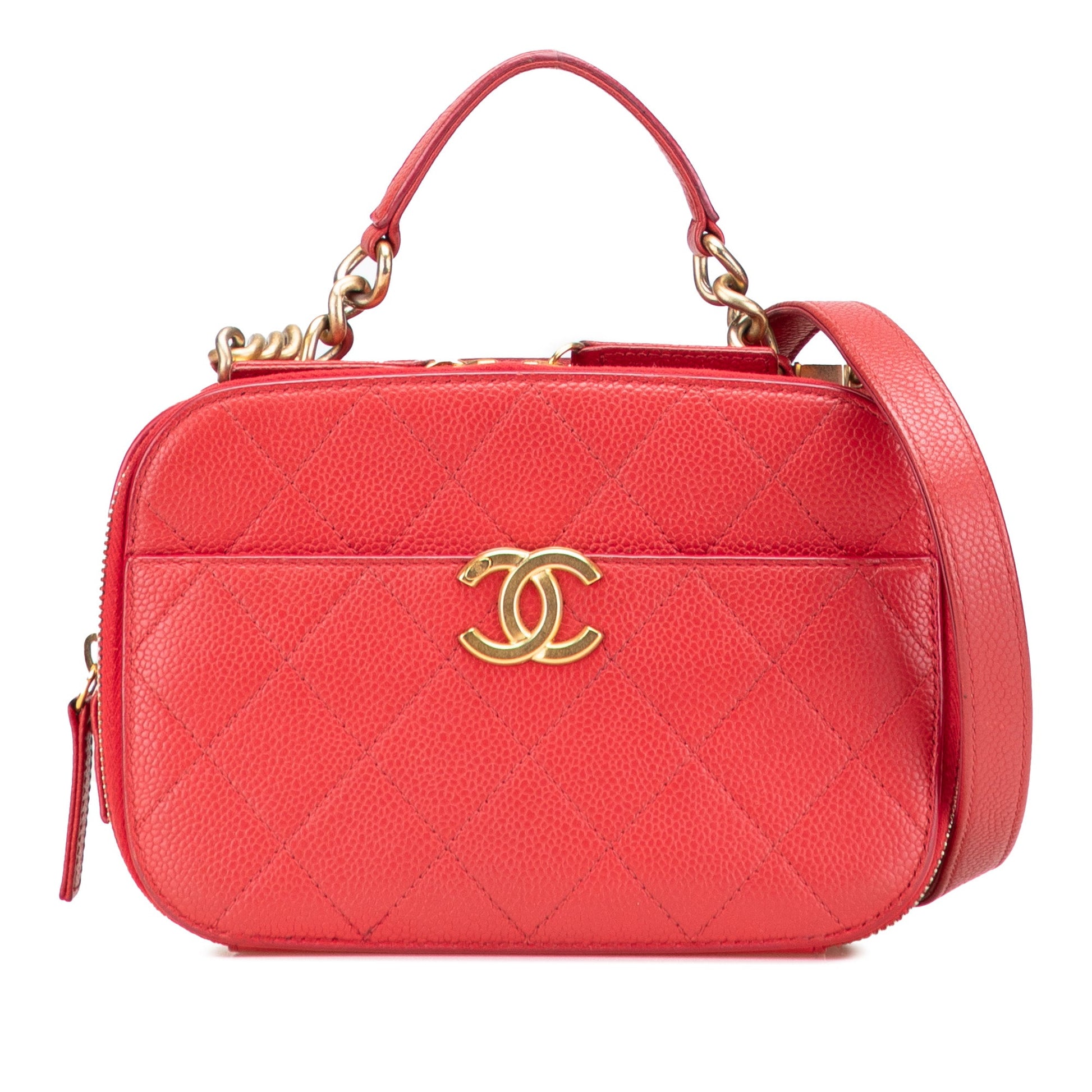 Chanel Small Quilted Caviar Top Handle Camera Bag