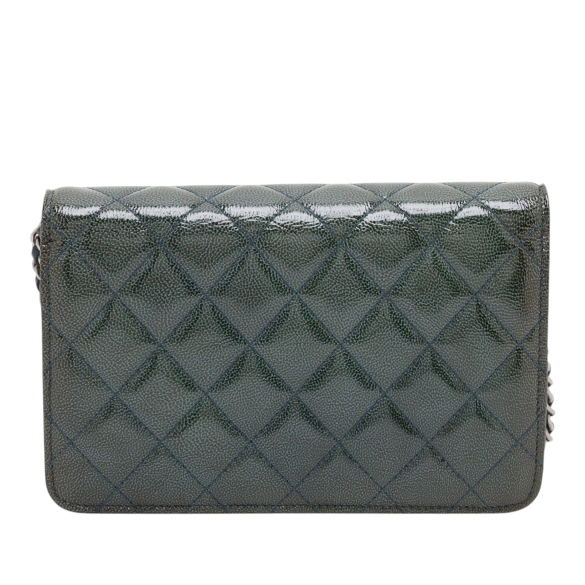 Chanel CC Quilted Patent Wallet On Chain — Green