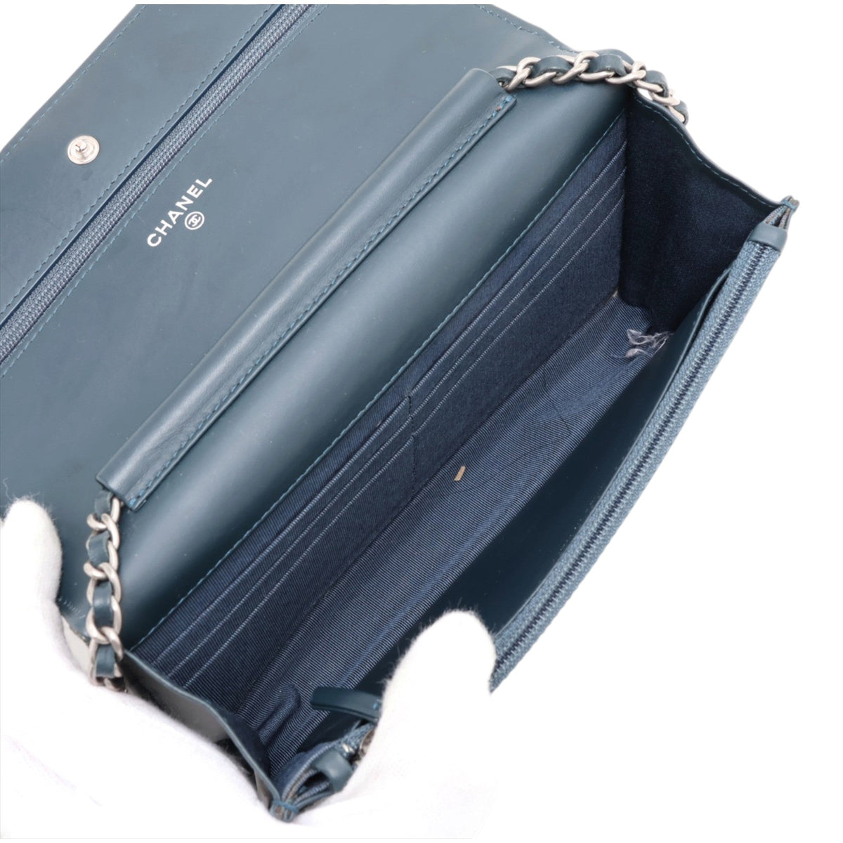 Chanel CC Quilted Patent Wallet On Chain — Green