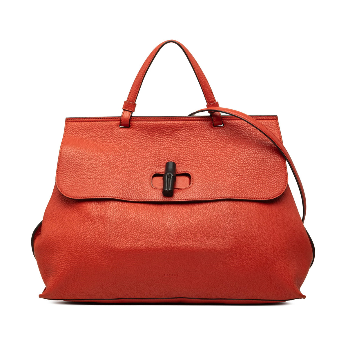 Gucci Large Calfskin Bamboo Daily Satchel — Orange