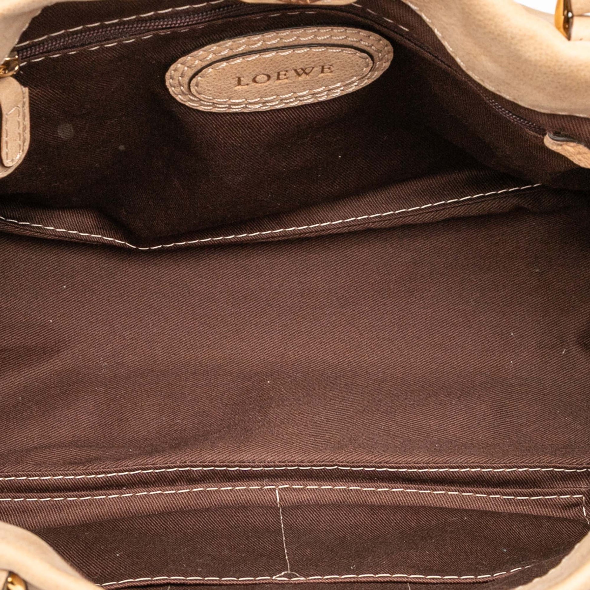 LOEWE Nubuck Anagram Madrid Fringe Shoulder Bag