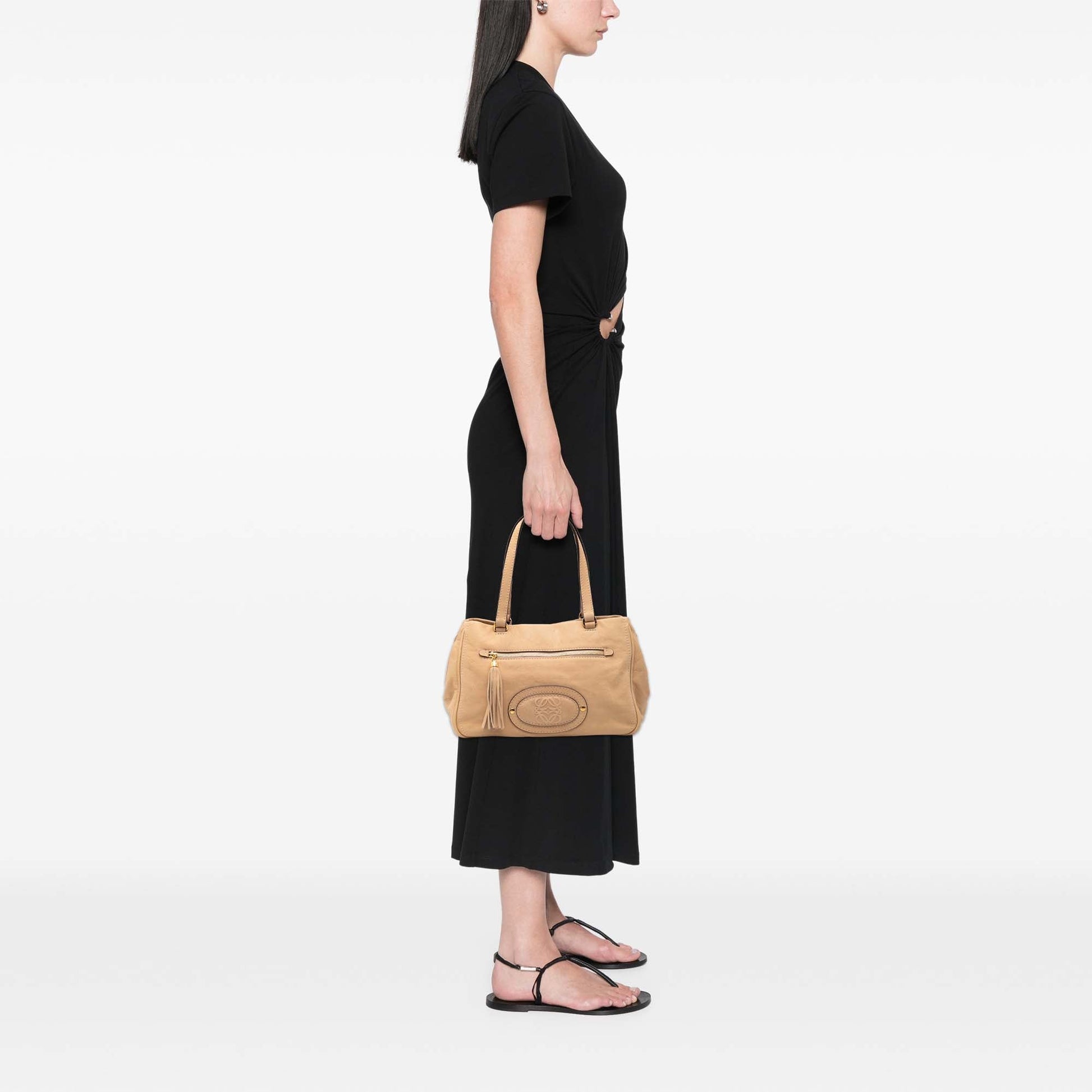 LOEWE Nubuck Anagram Madrid Fringe Shoulder Bag